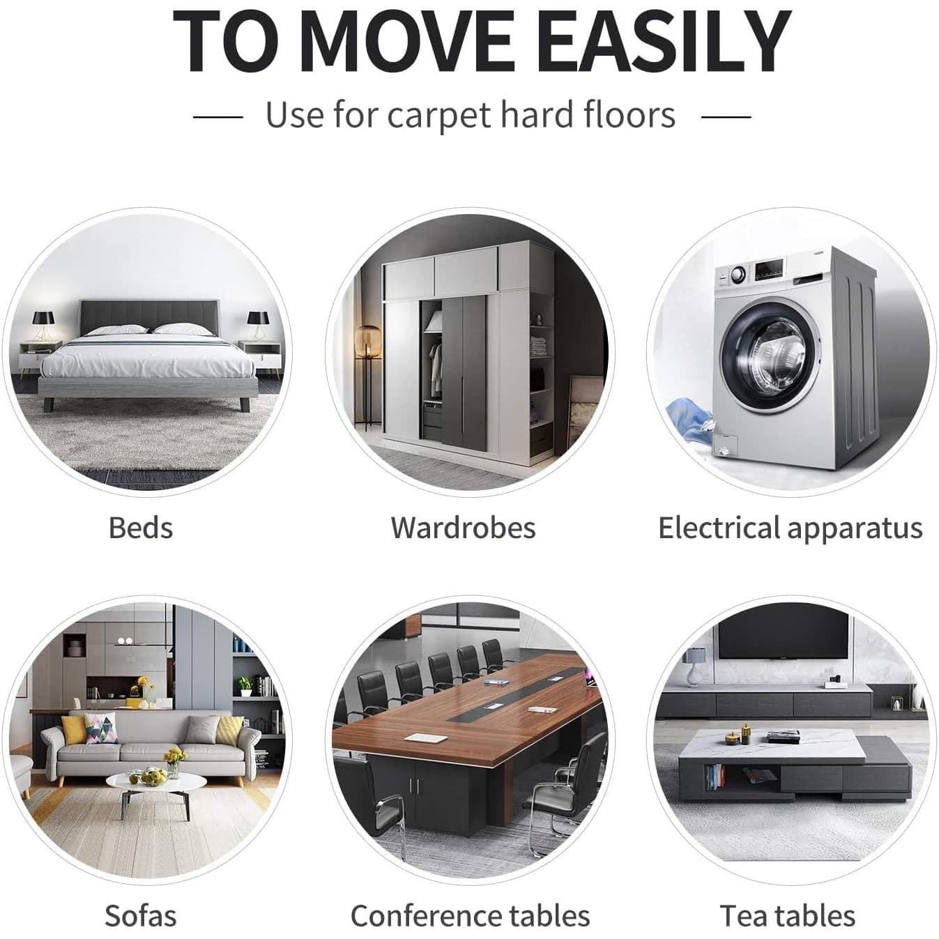 Furniture Sliders 8 Pack Carpet Moving Pads Heavy Duty Reusable Floor Protectors - Thumbnail 6