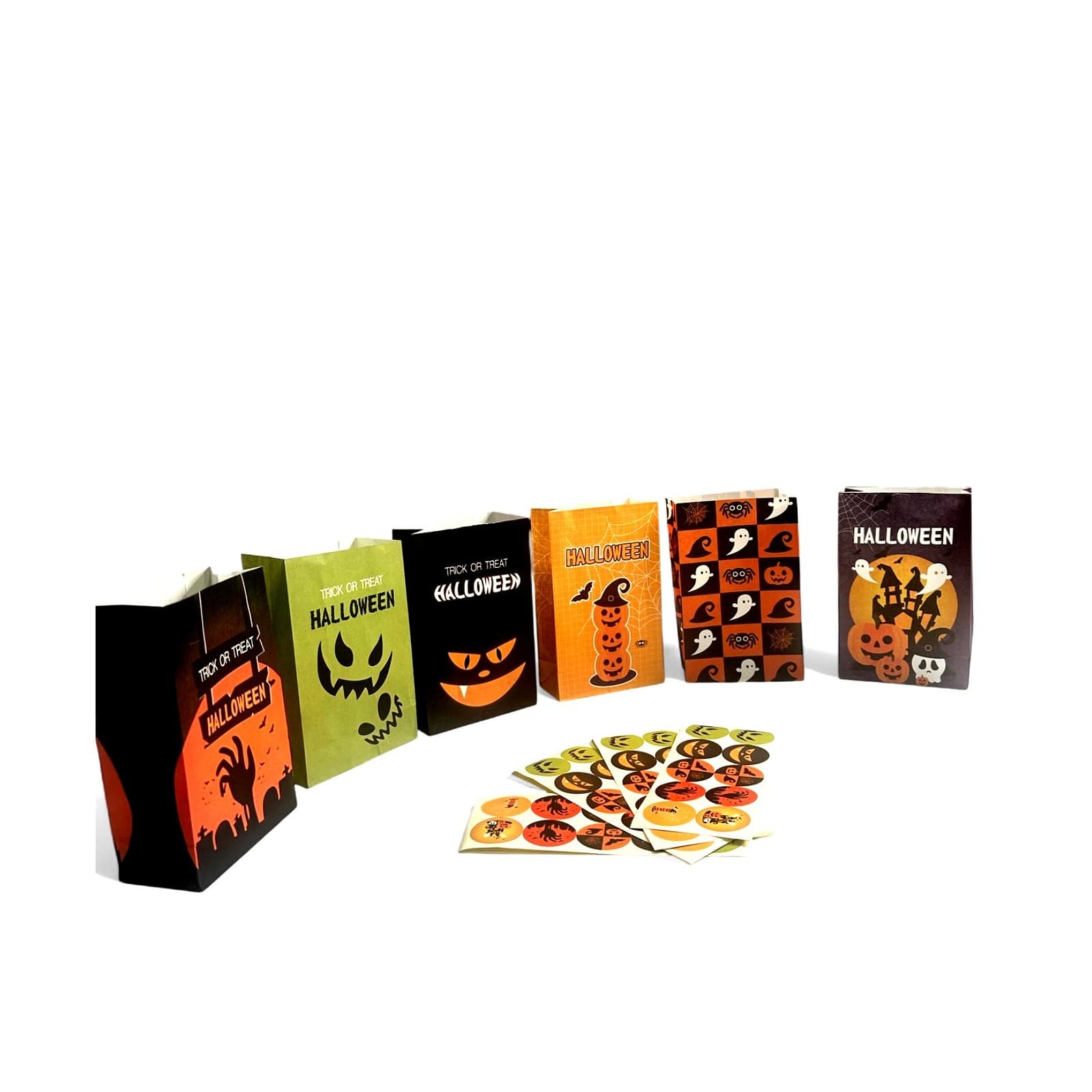 36 Halloween Candy Gift Bags with Stickers – Trick or Treat Goodie Bags Party Fa - Thumbnail 4