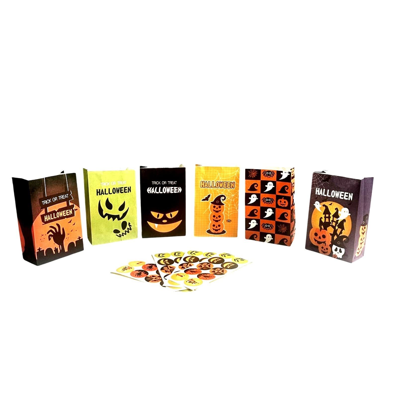36 Halloween Candy Gift Bags with Stickers – Trick or Treat Goodie Bags Party Fa - Thumbnail 3
