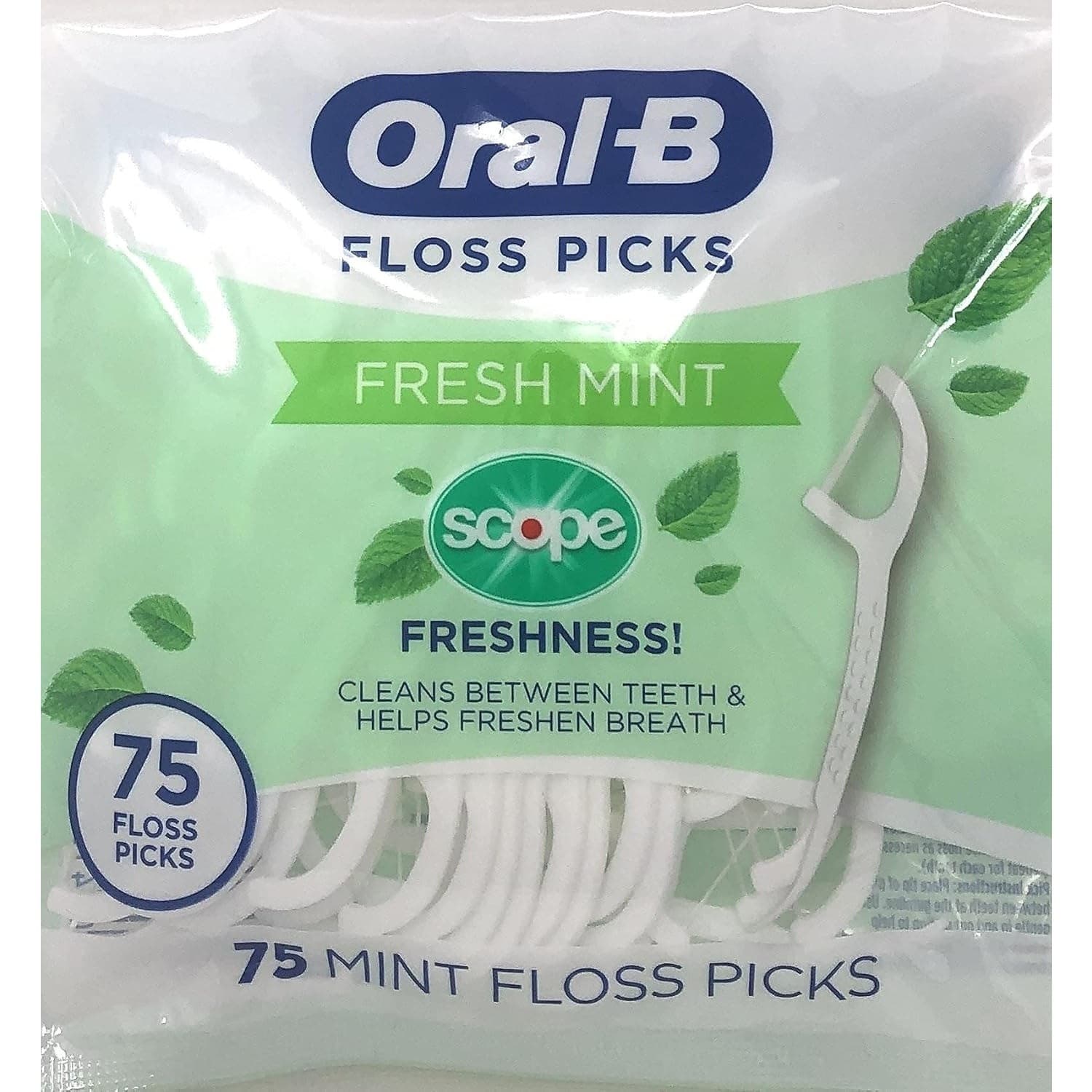 Oral-B Fresh Mint Floss Picks Scope 375 Count 5 Pack 75 Each Dental Flossers - Thumbnail 4