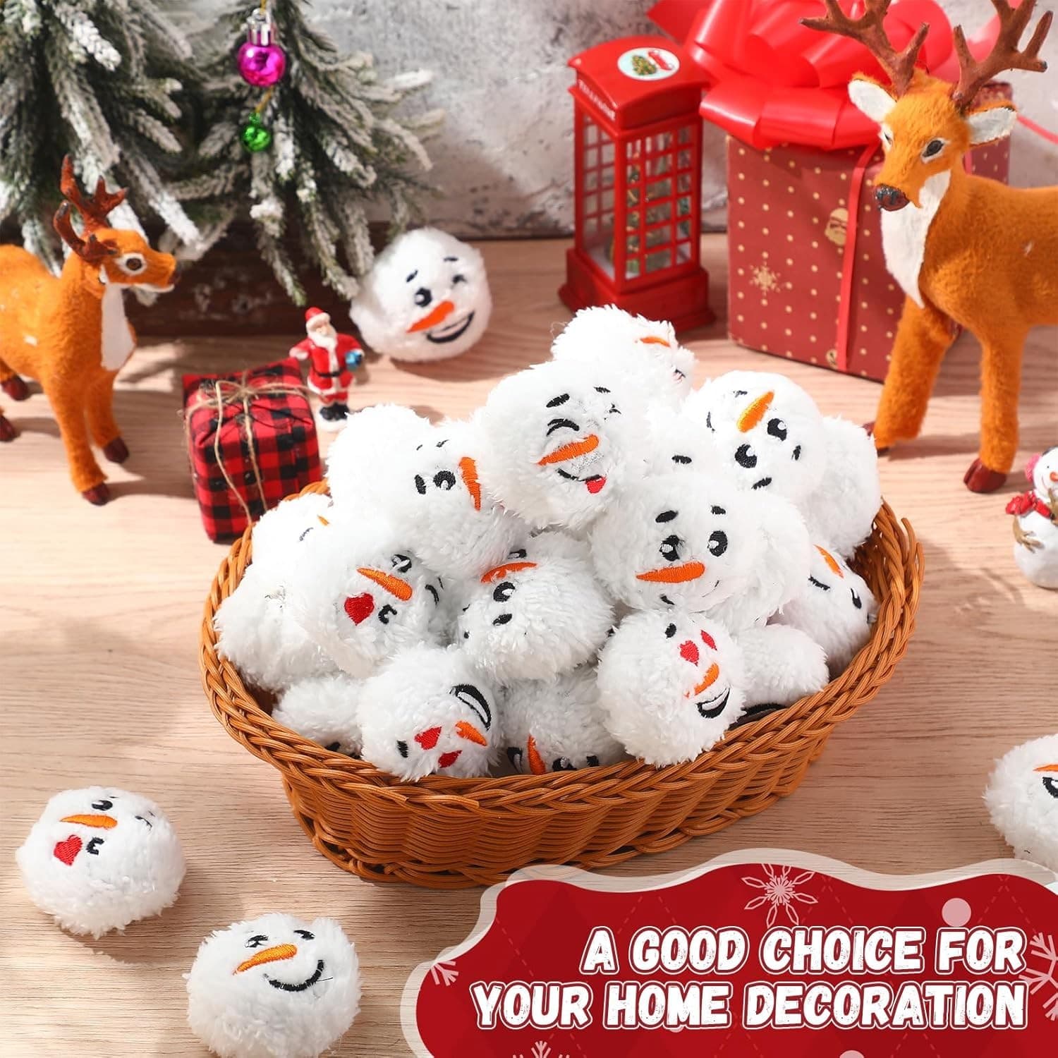 96PCS Snowman Snowballs 2.4" Soft Indoor Outdoor Christmas Party Craft Decor - Thumbnail 3
