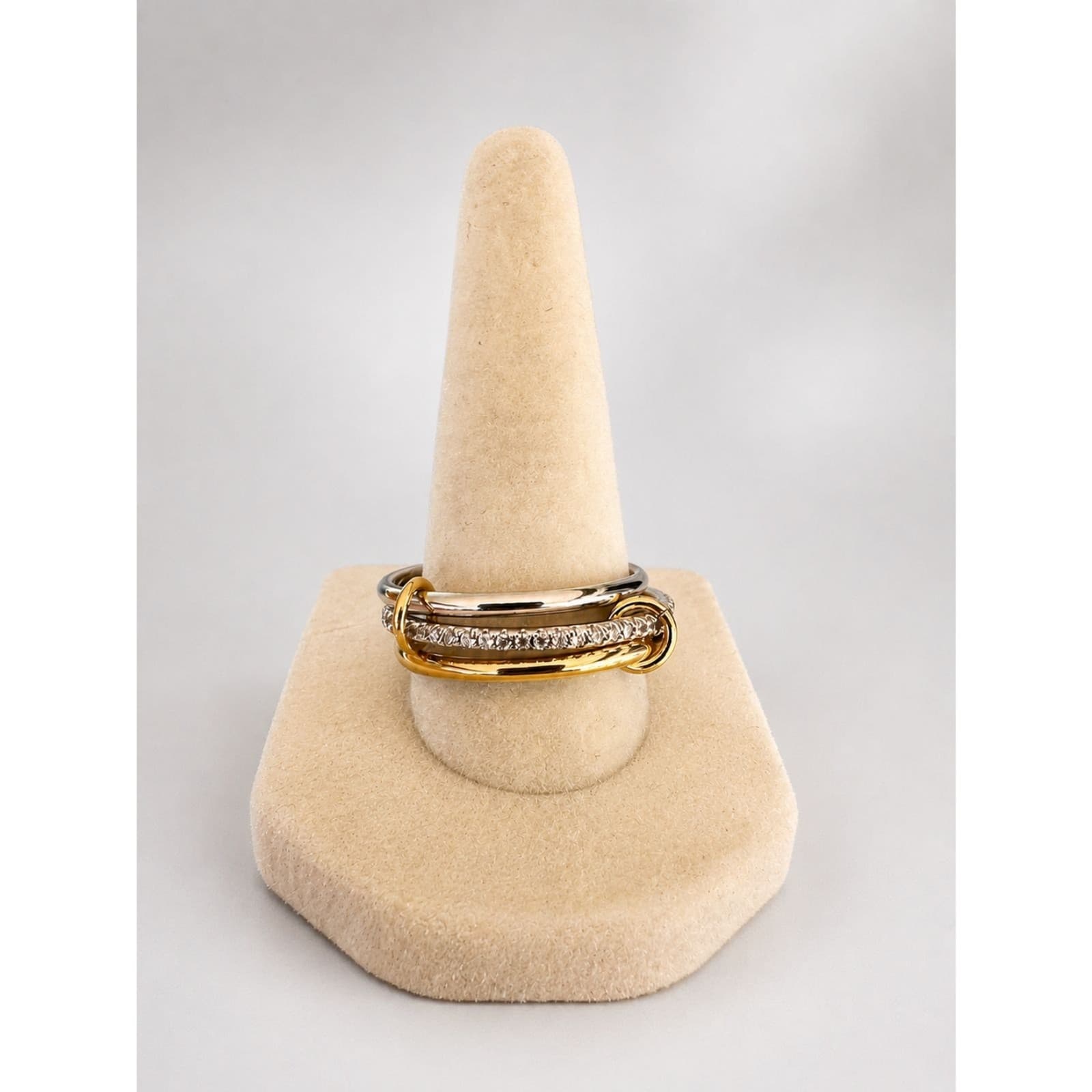 Stackable CZ Connected Rings for Women Gold Silver Multicolor Ring Set Sz 10 - Thumbnail 7