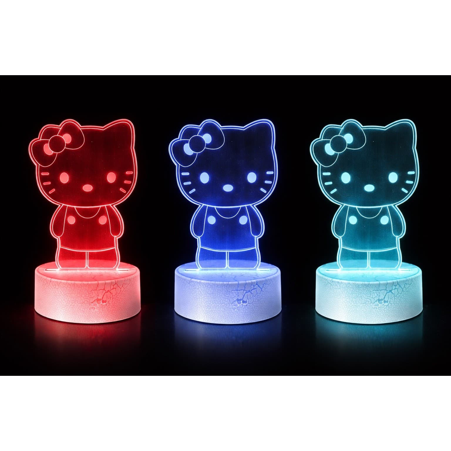 Kitty Cartoon Kawaii 3D LED Acrylic Night Light Touch Sensor 7 Color 7.5” - Thumbnail 3