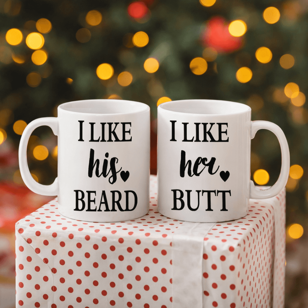 Couples Coffee Mug Set Funny Gift I Like His Beard I Like Her Butt 11oz - Thumbnail 6