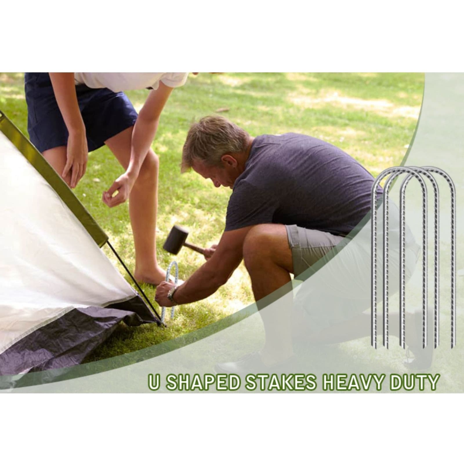 16in Trampoline Anchors Heavy Duty Ground Stakes Galvanized Steel ( Pack 6 ) - Thumbnail 4
