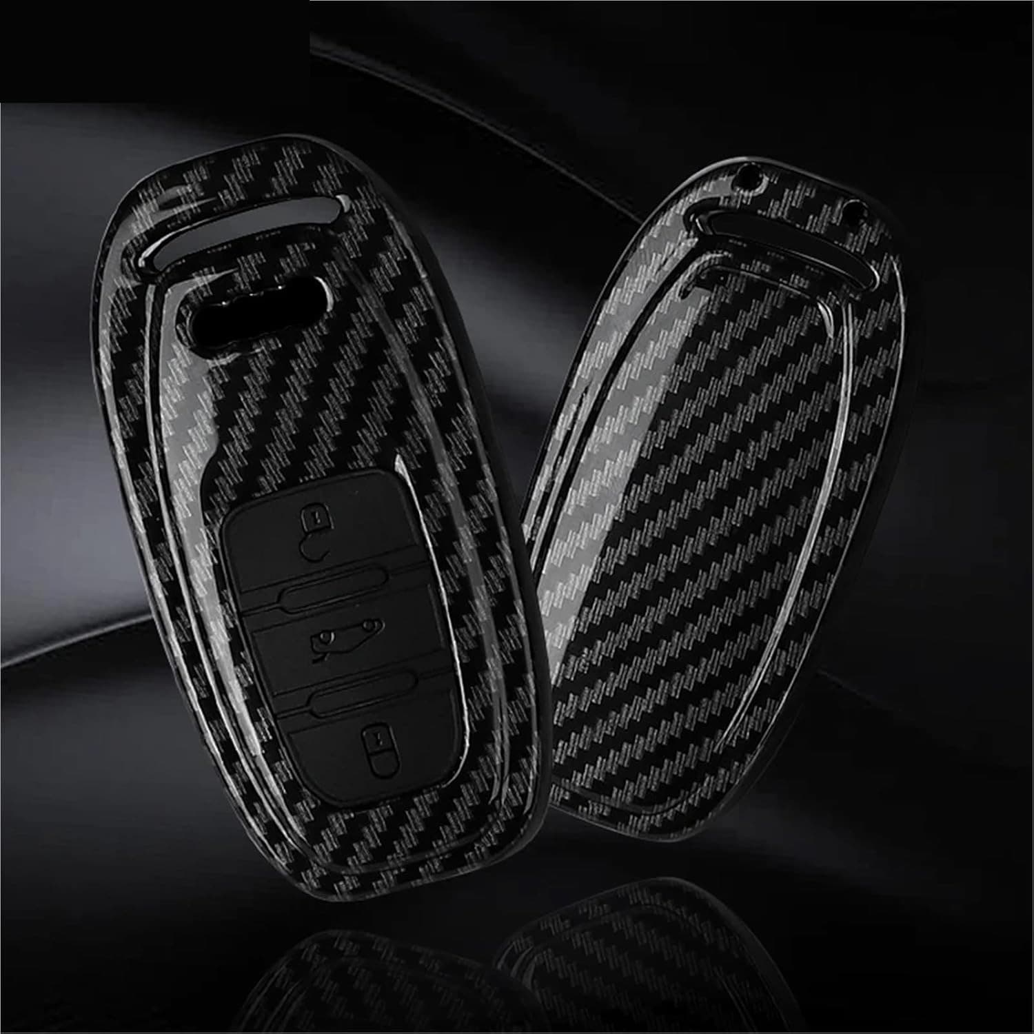 ABS Carbon Fiber Car Key Case Cover for Audi Q3 Q5 Q7 A3 A4 A5 A6 A7 A8 S RS - Thumbnail 5