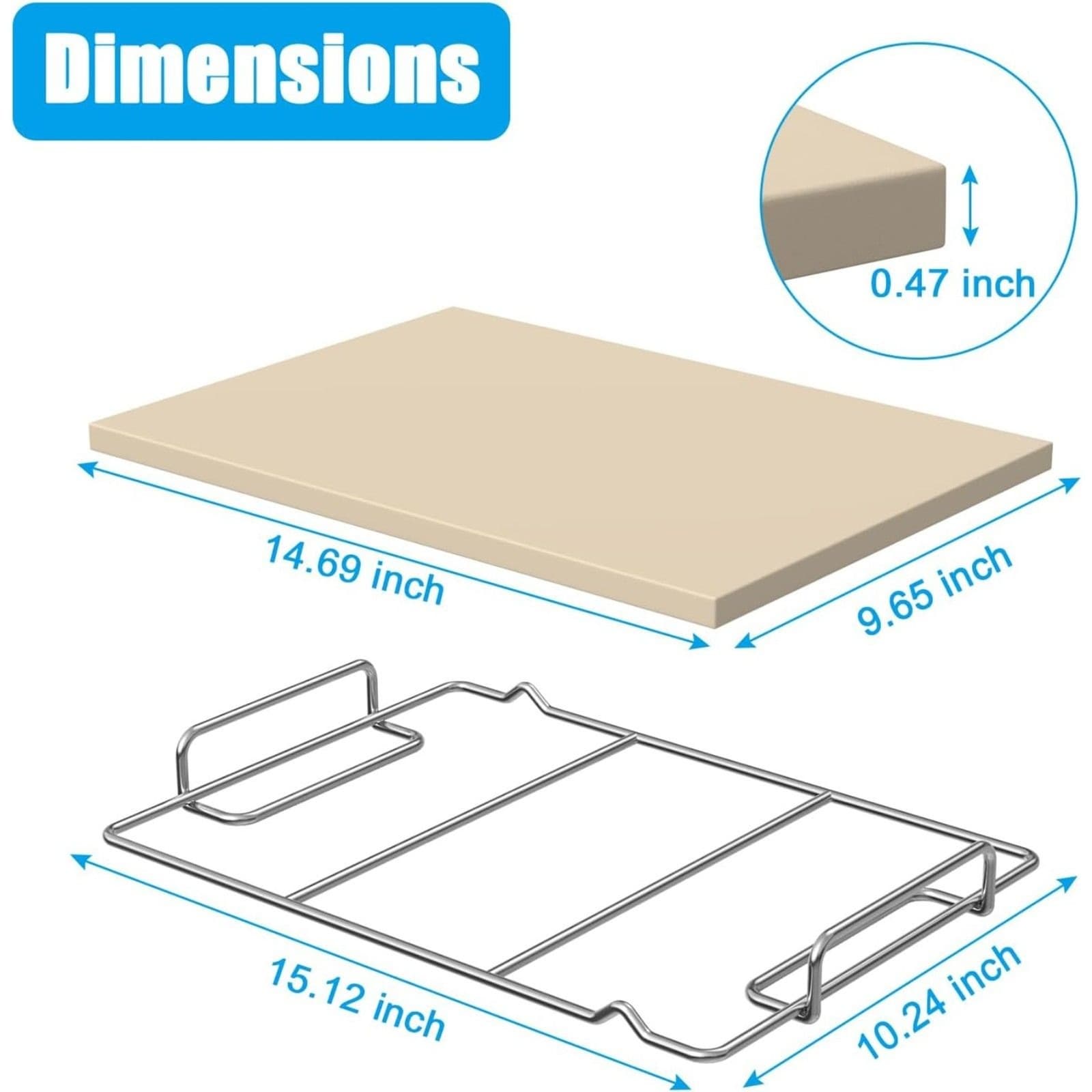 Pizza Stone Set for Ninja Woodfire OG800 OG900 Grill Oven Baking Stone Rack - Thumbnail 2