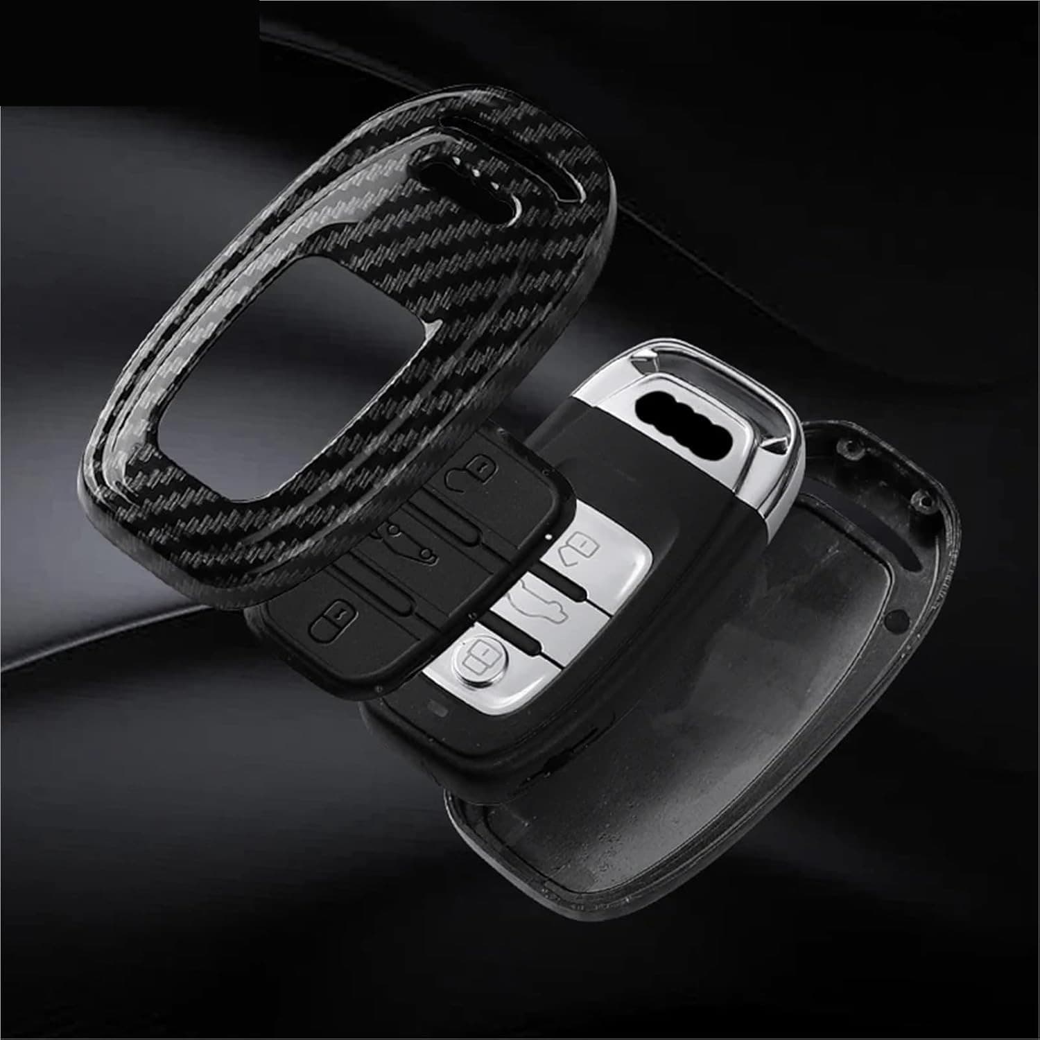 ABS Carbon Fiber Car Key Case Cover for Audi Q3 Q5 Q7 A3 A4 A5 A6 A7 A8 S RS - Thumbnail 3