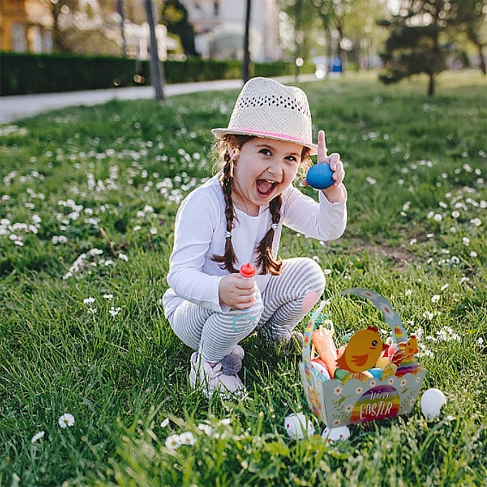 12pcs Easter Treat Boxes Paper Baskets w/ Handle Kids Egg Hunt Party Favors - Thumbnail 7
