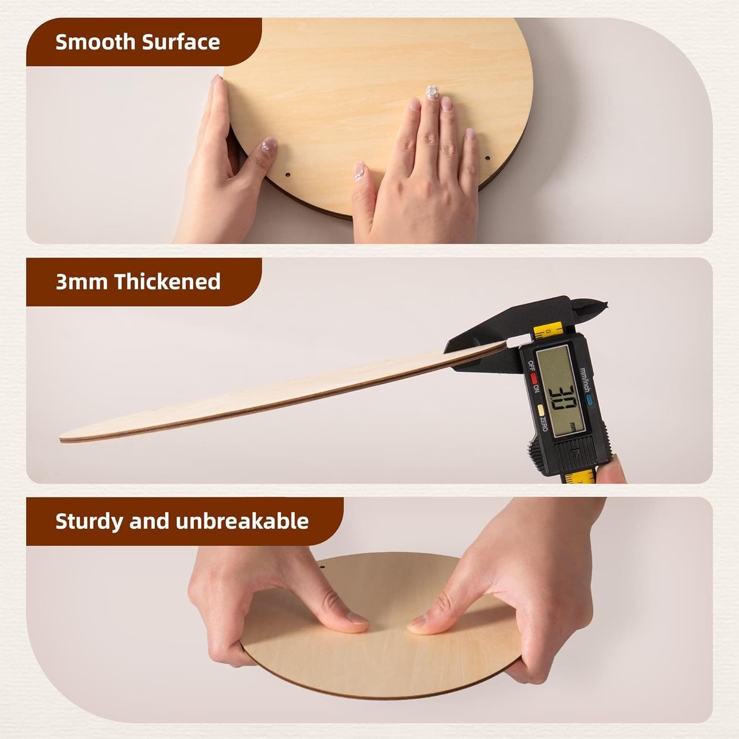 12 Pack 10 Inch Wood Circles for Crafts, 1/8" Basswood Plywood Sheets with Holes - Thumbnail 6