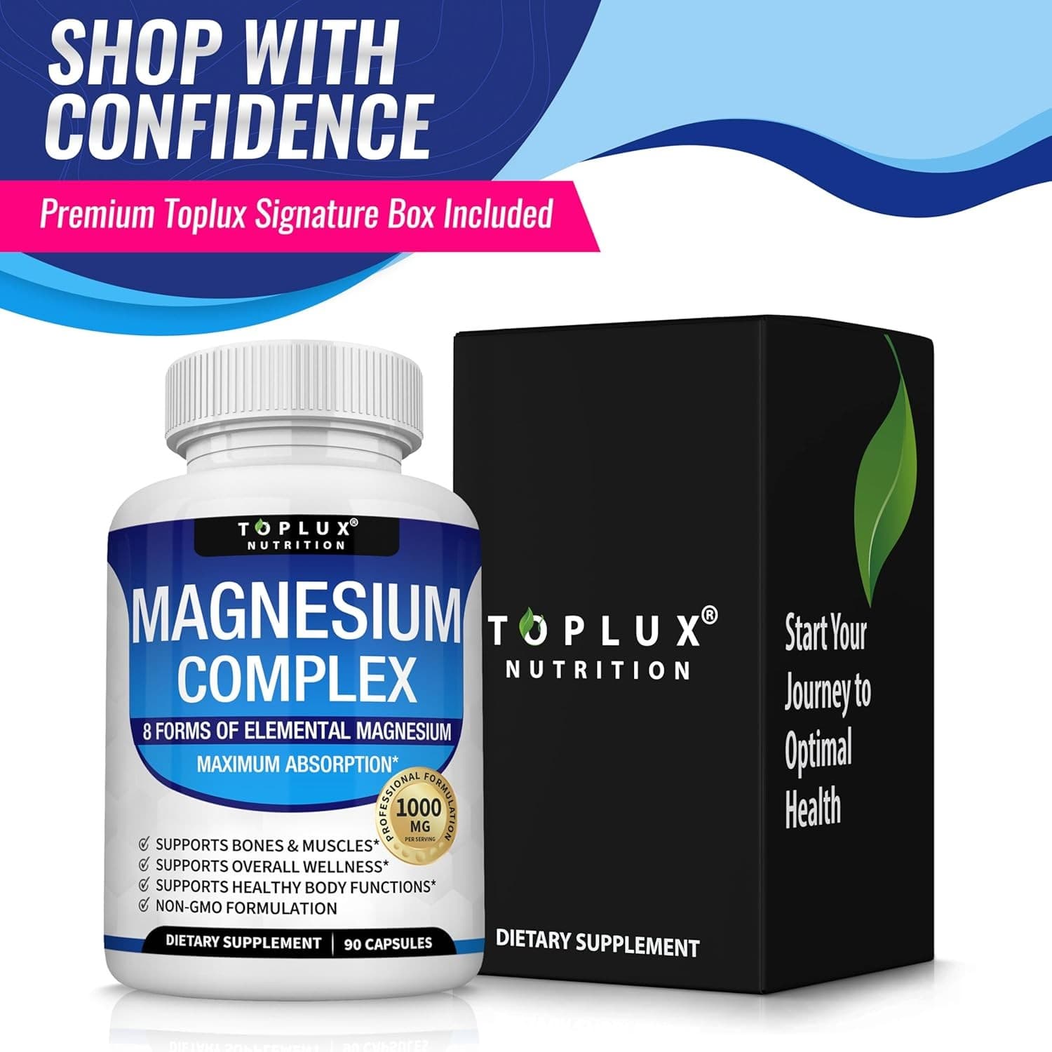 Magnesium Complex 1000mg 8 Forms Glycinate Citrate Vegan Non-GMO 90 Capsules - Thumbnail 5
