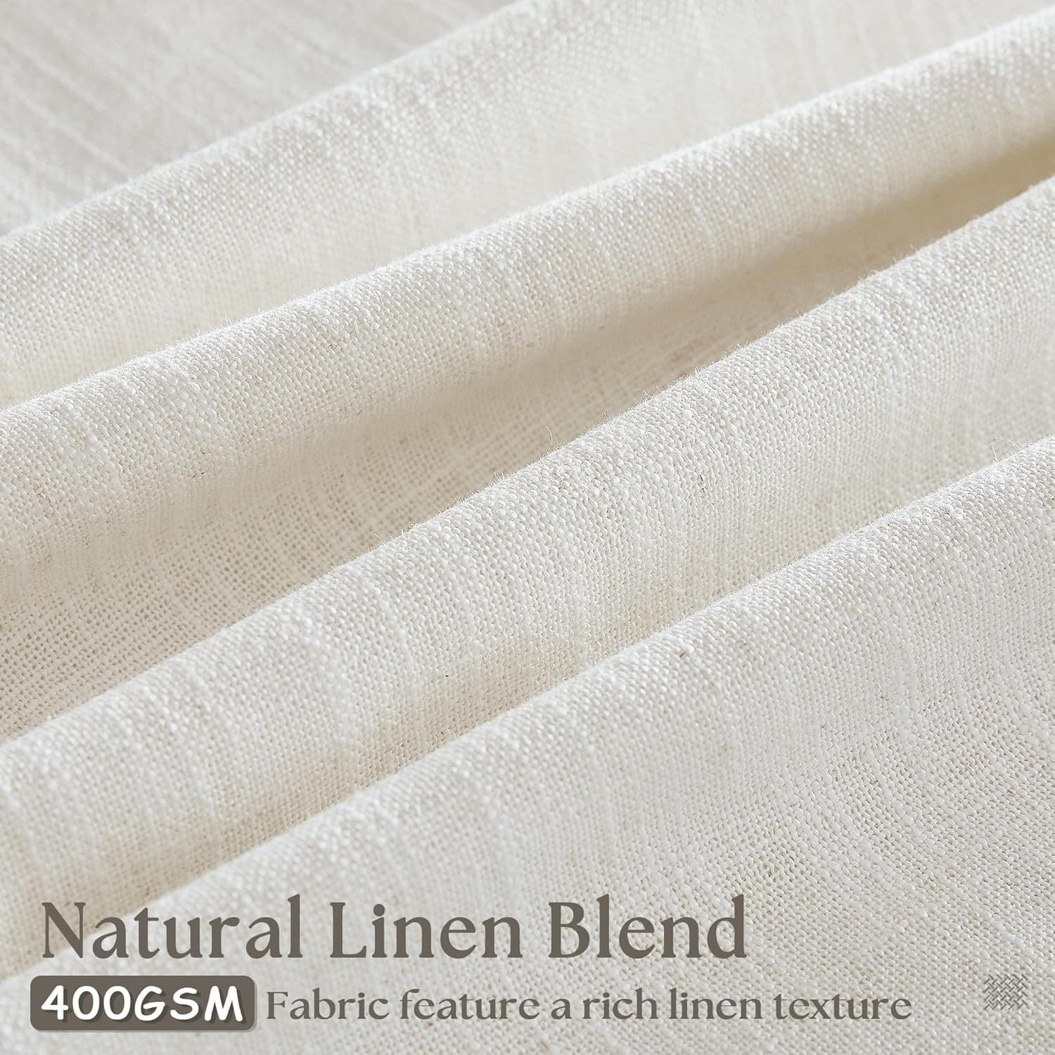 TWODRAPES 92x40 Linen Pinch Pleat Curtains Natural Light Filtering 2 Panels - Thumbnail 7