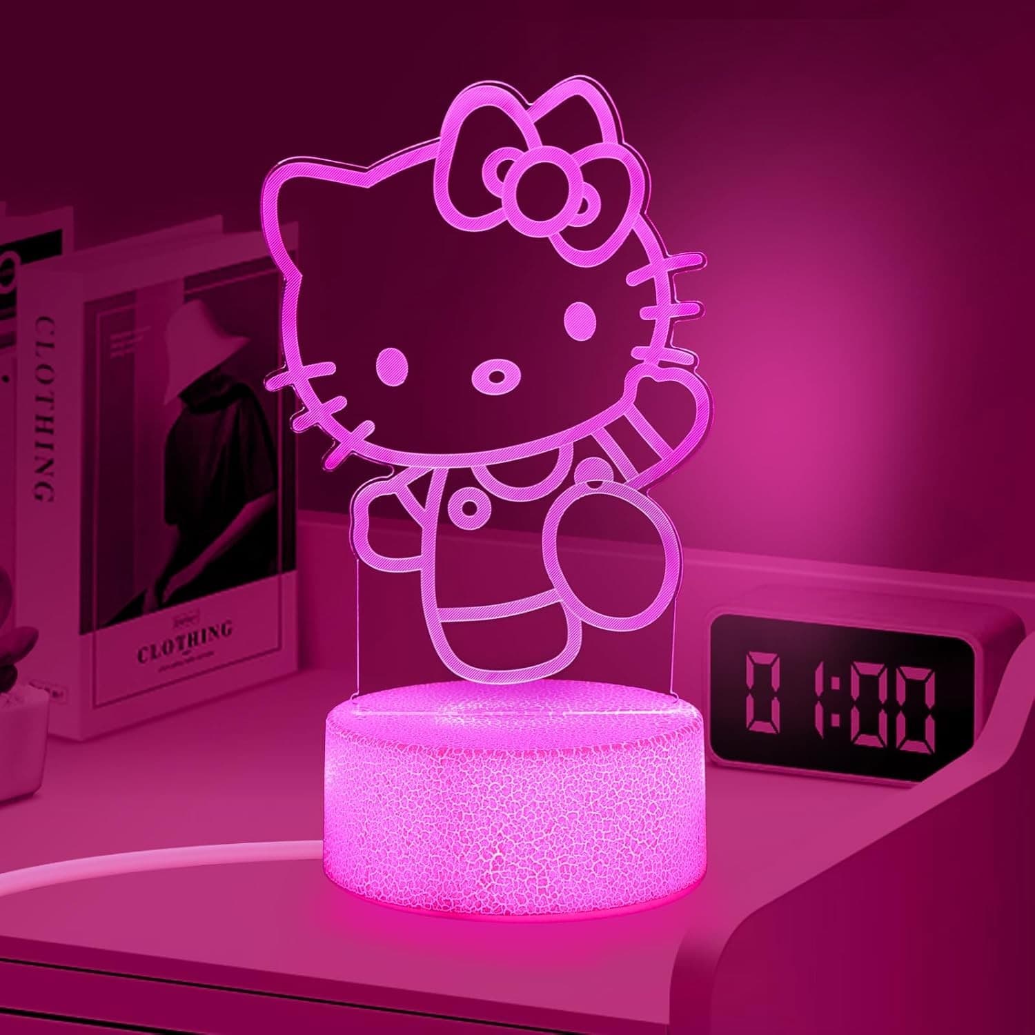 Kitty Cartoon Kawaii 3D LED Acrylic Night Light Touch Sensor 7 Color 7.5” - Thumbnail 7
