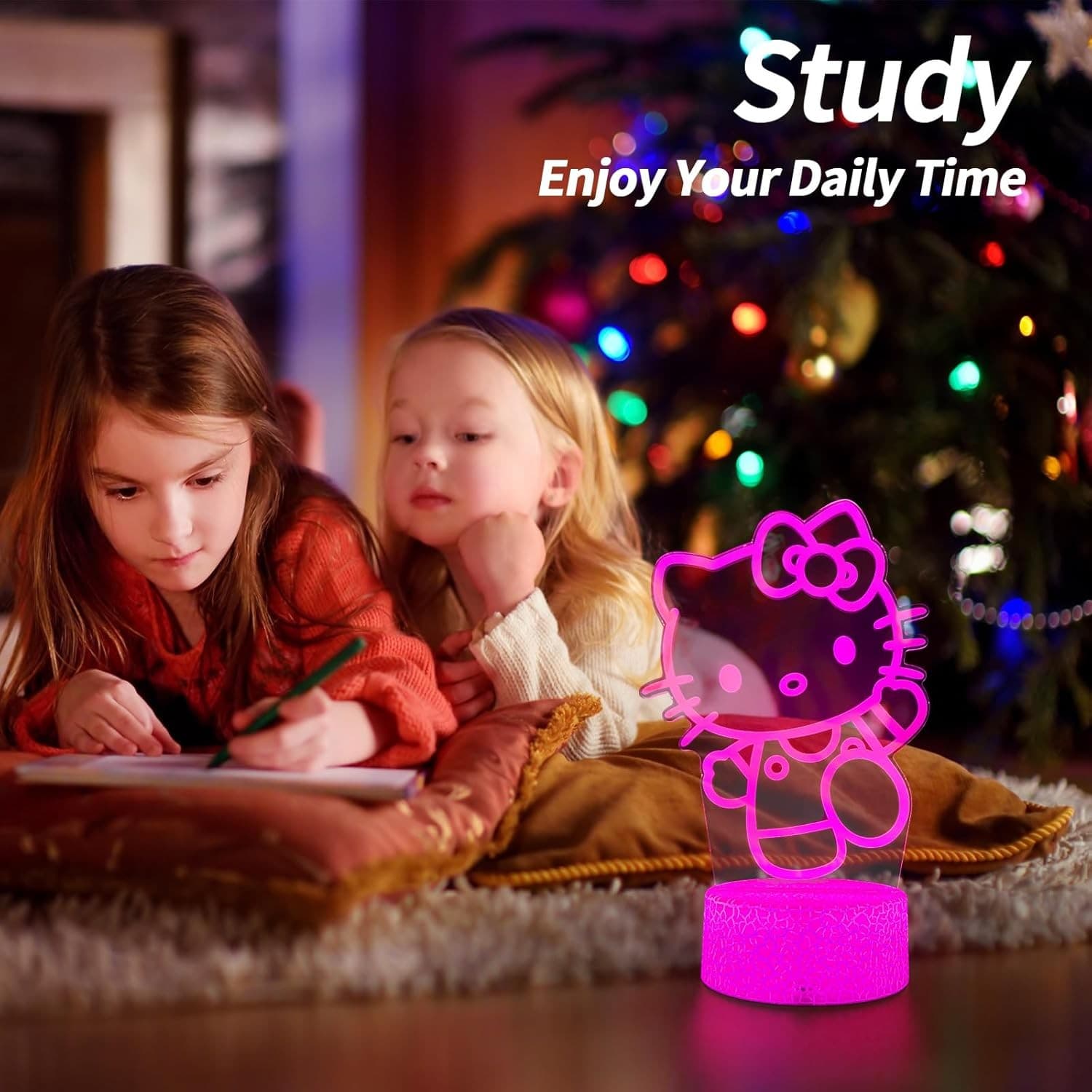 Kitty Cartoon Kawaii 3D LED Acrylic Night Light Touch Sensor 7 Color 7.5” - Thumbnail 6