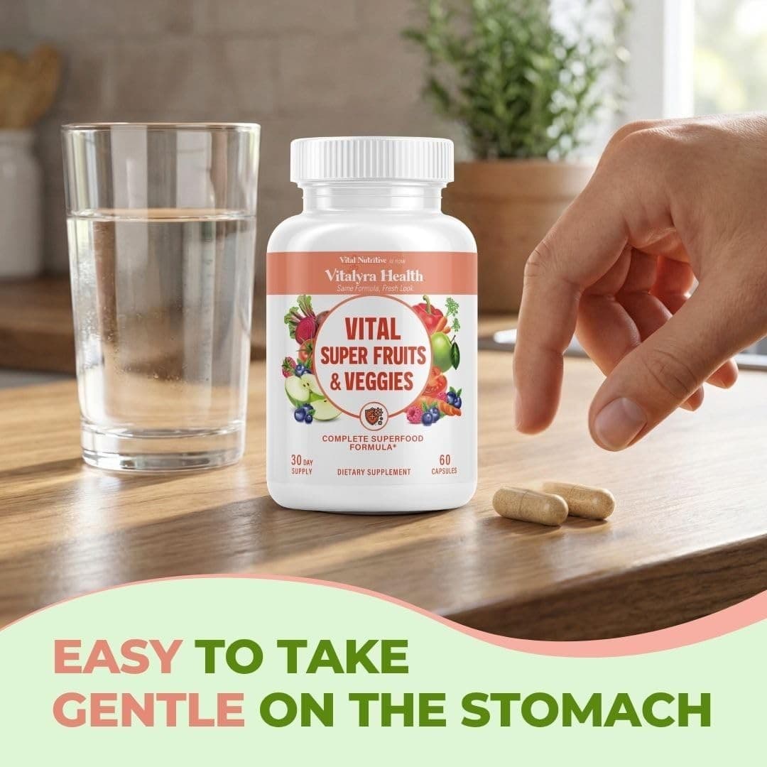 Vital Super Fruits & Veggies Capsules Daily Superfood 60 Vegan Non GMO Adults - Thumbnail 6