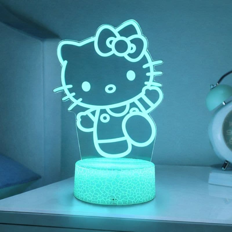 Kitty Cartoon Kawaii 3D LED Acrylic Night Light Touch Sensor 7 Color 7.5” - Thumbnail 2