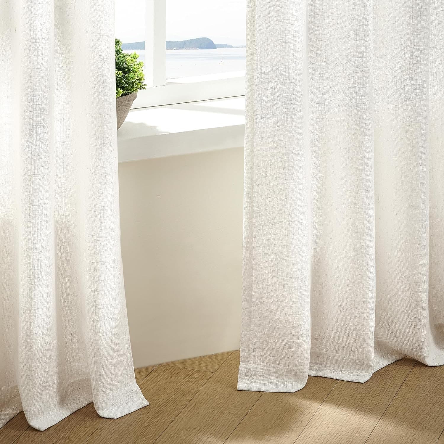 TWODRAPES 92x40 Linen Pinch Pleat Curtains Natural Light Filtering 2 Panels - Thumbnail 5