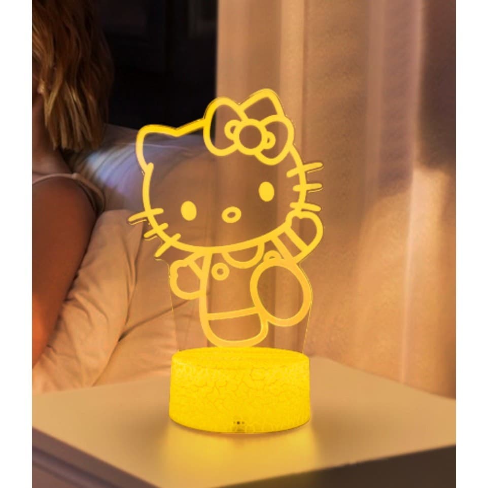 Kitty Cartoon Kawaii 3D LED Acrylic Night Light Touch Sensor 7 Color 7.5” - Thumbnail 4