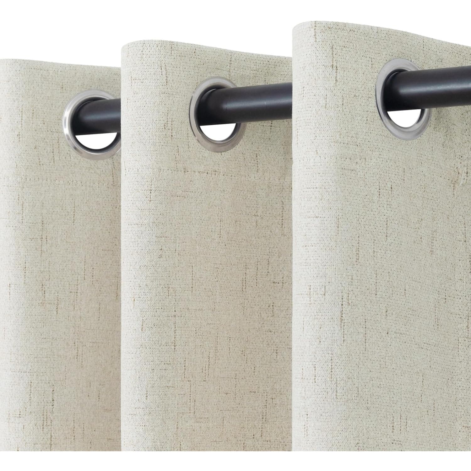 Blackout Linen Curtains 52 x 108 Grommet Natural Room Darkening Drapes 2 Panels - Thumbnail 4