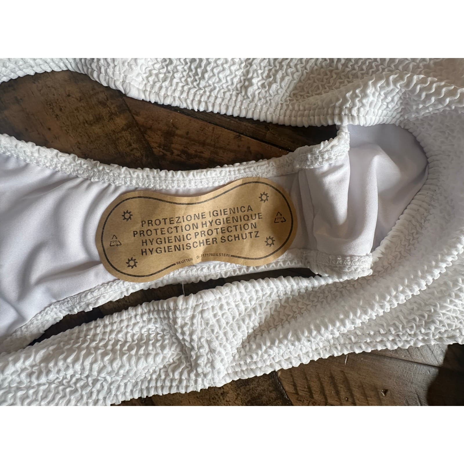 Women Ribbed Bikini Set O Ring Two Piece Swimsuit Beach White Size L - Thumbnail 12