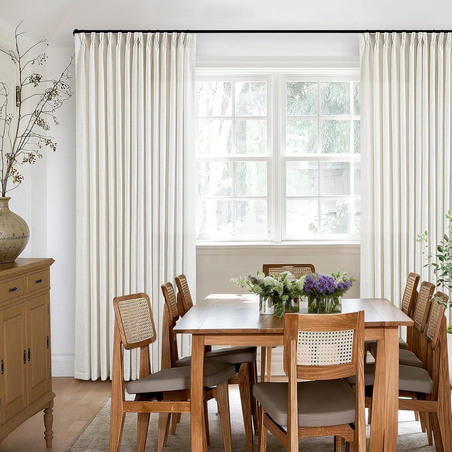TWODRAPES 92x40 Linen Pinch Pleat Curtains Natural Light Filtering 2 Panels - Thumbnail 6