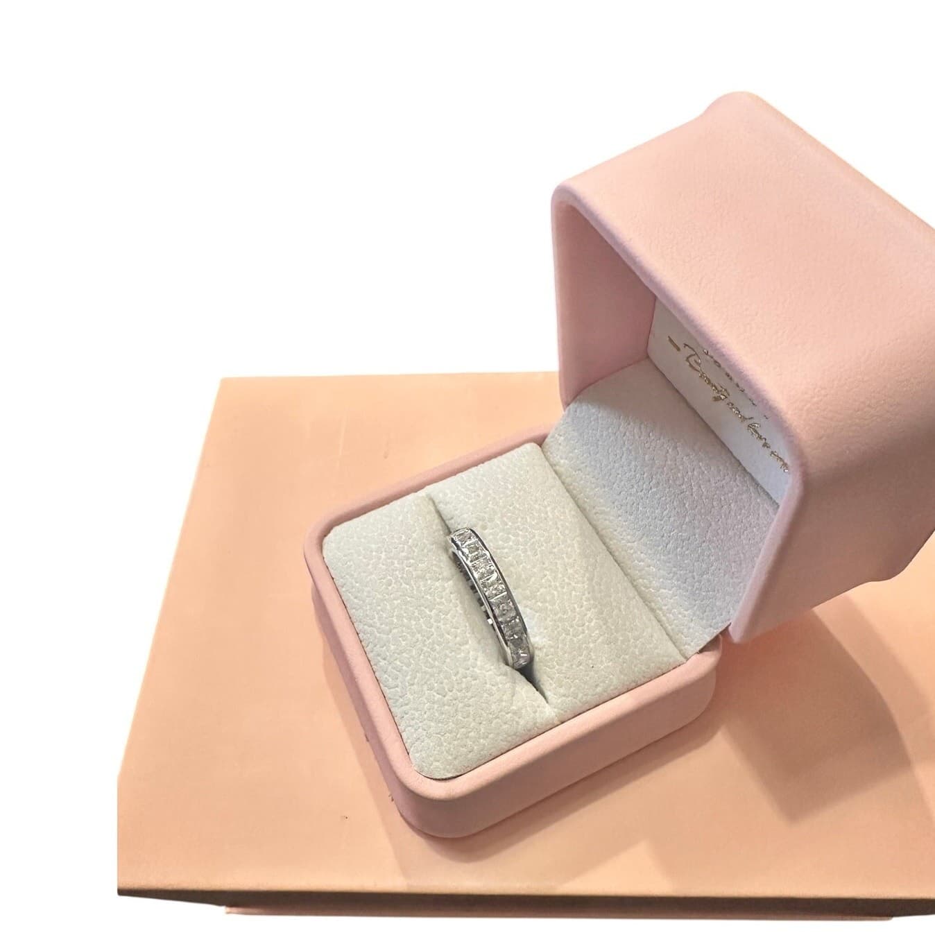 3.15ct Moissanite Eternity Ring 18K White Gold Plated Silver Size 7.5 Wedding - Thumbnail 6
