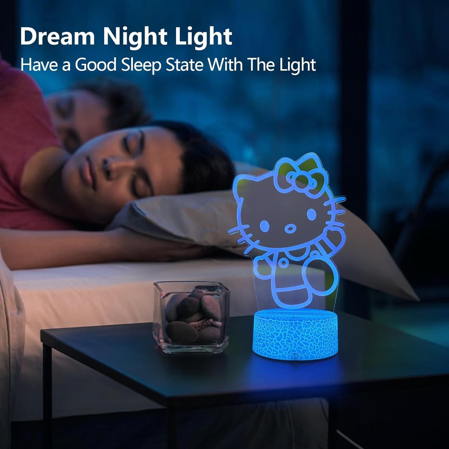 Kitty Cartoon Kawaii 3D LED Acrylic Night Light Touch Sensor 7 Color 7.5” - Thumbnail 5