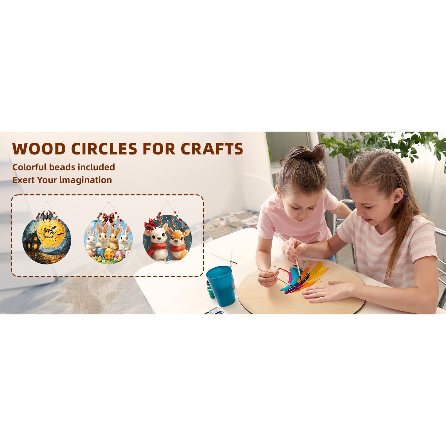 12 Pack 10 Inch Wood Circles for Crafts, 1/8" Basswood Plywood Sheets with Holes - Thumbnail 10