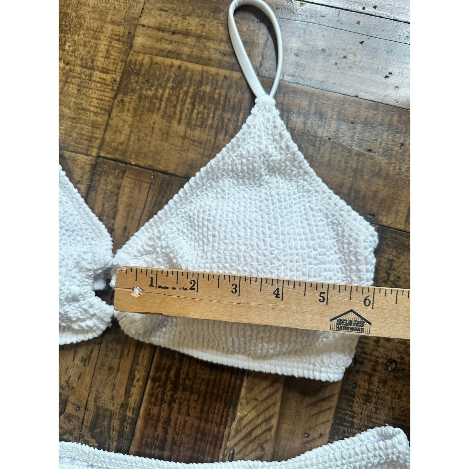 Women Ribbed Bikini Set O Ring Two Piece Swimsuit Beach White Size L - Thumbnail 8