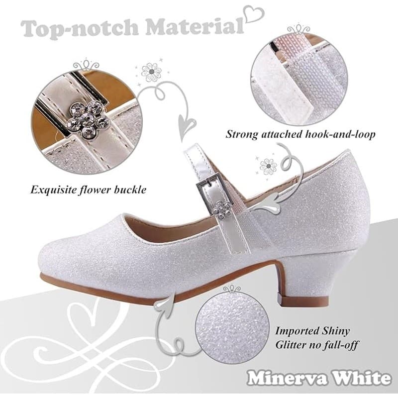EIGHT KM Minerva White Girls Mary Jane Heels Size 3 US – Party Dress Shoes - Thumbnail 8