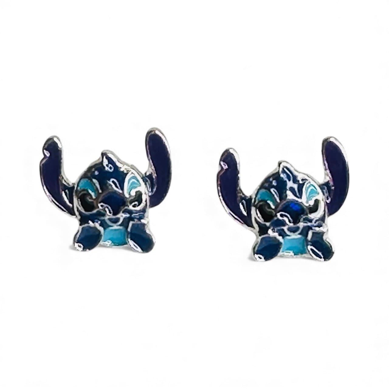 Blue Alien Cartoon Stud Earrings Metal Enamel Unisex Small Cute Gift - Thumbnail 4