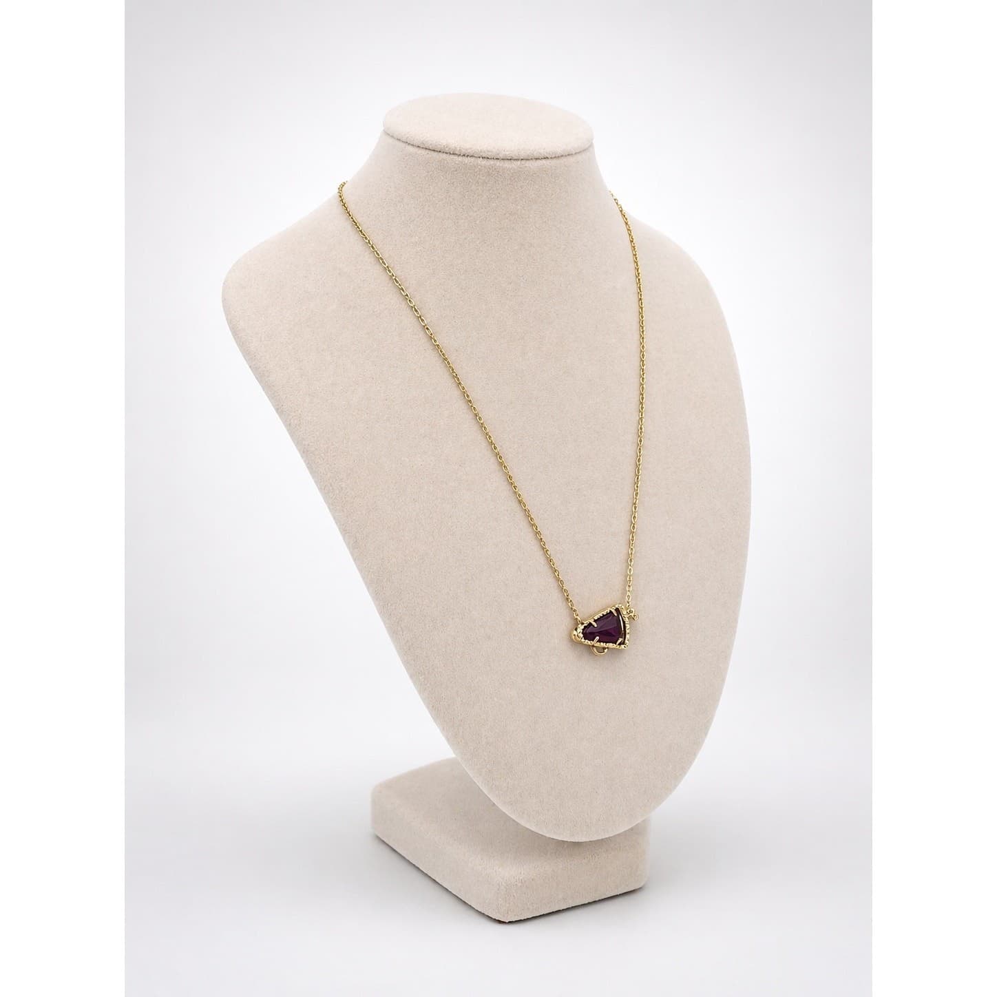 Kendra Scott Cheer 14k Gold Pendant Necklace Purple Mother of Pearl 19” Chain - Thumbnail 4