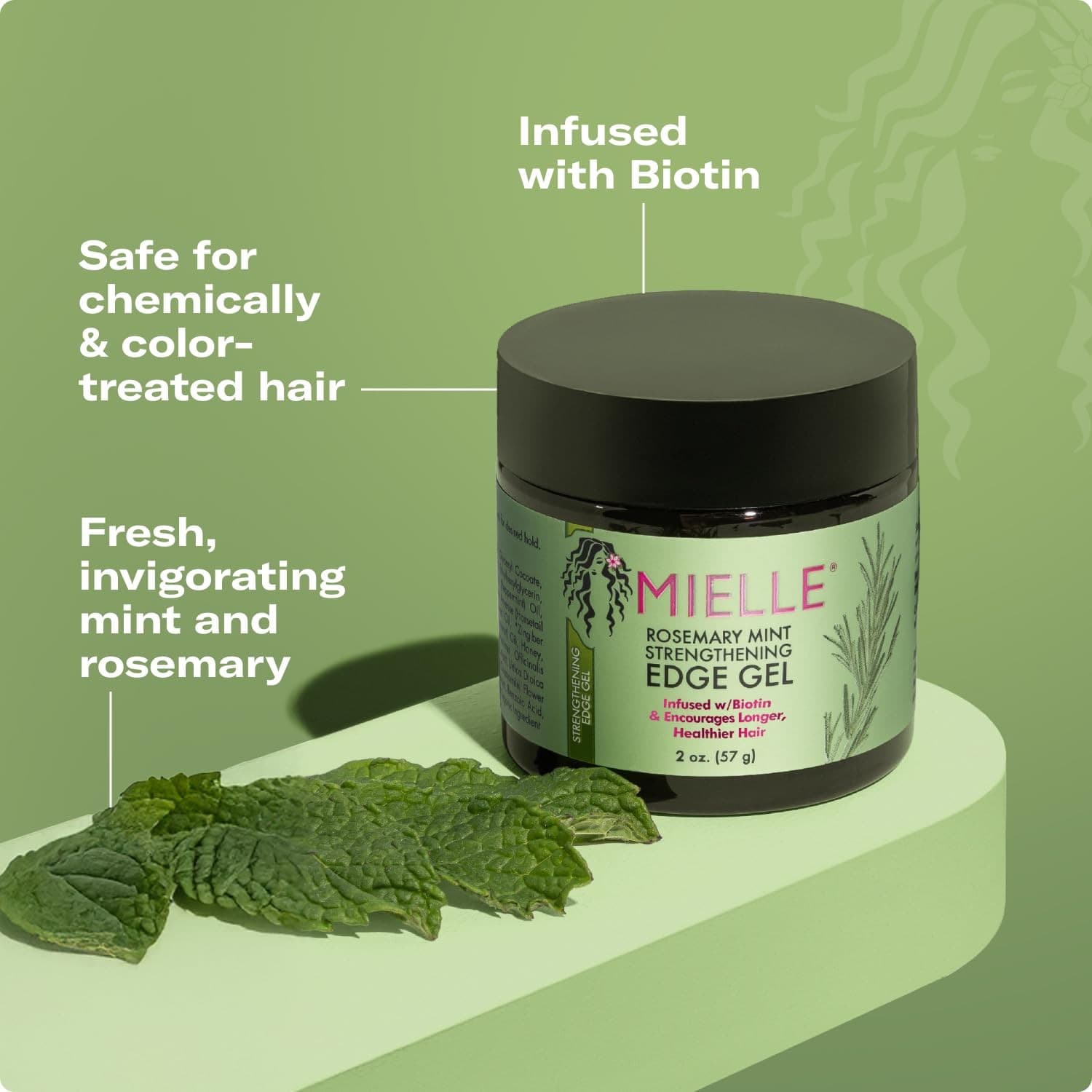Mielle Rosemary Mint Edge Gel 2oz Strengthening Hold Shine Biotin New - Thumbnail 4