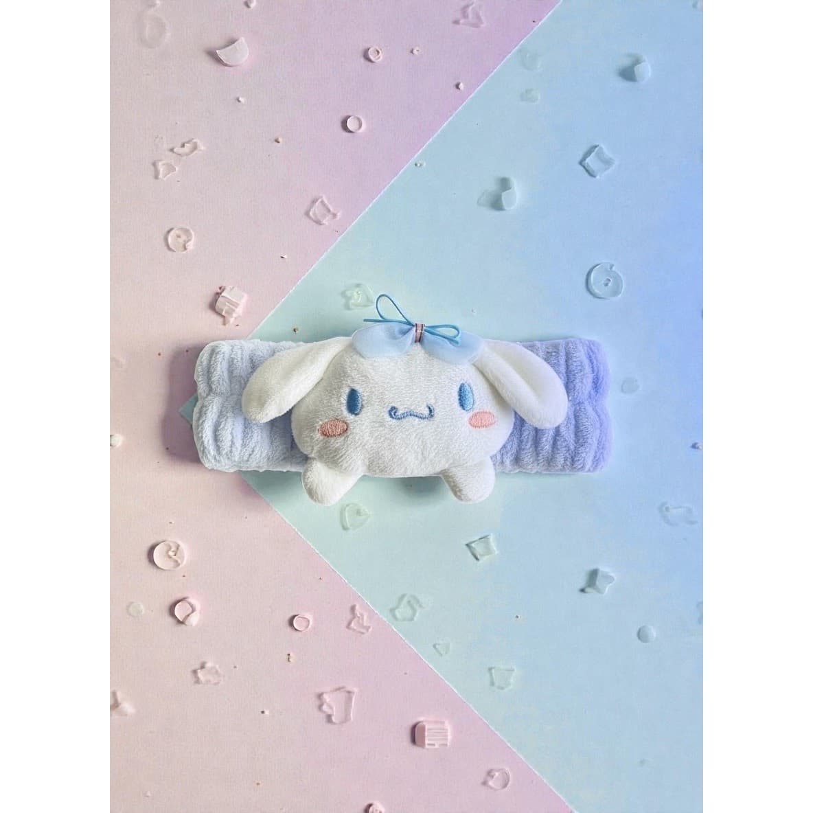 Kawaii Plush Headband for Skincare | Soft Blue Makeup Spa Shower Hair Band - Thumbnail 4