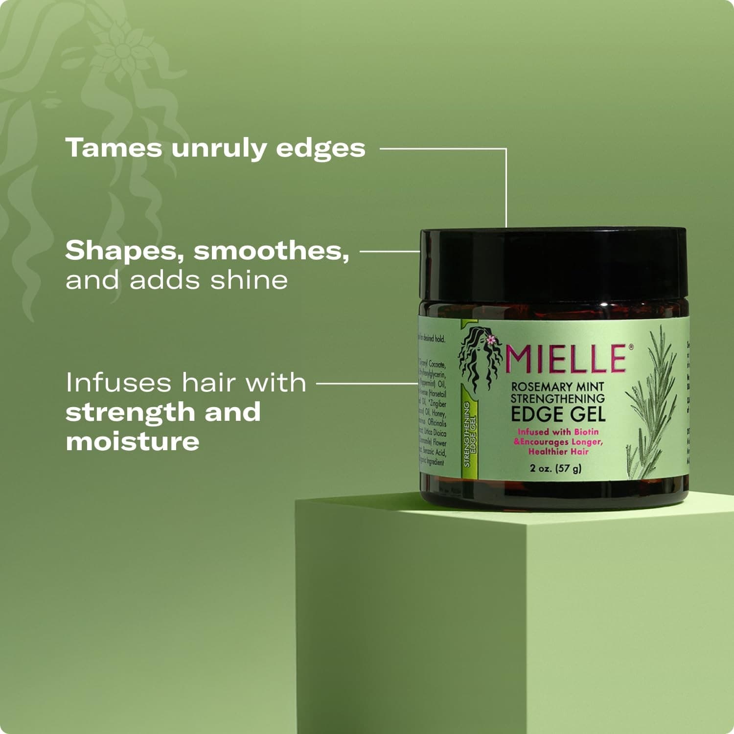 Mielle Rosemary Mint Edge Gel 2oz Strengthening Hold Shine Biotin New - Thumbnail 2