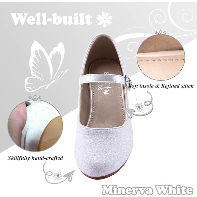 EIGHT KM Minerva White Girls Mary Jane Heels Size 3 US – Party Dress Shoes - Thumbnail 9