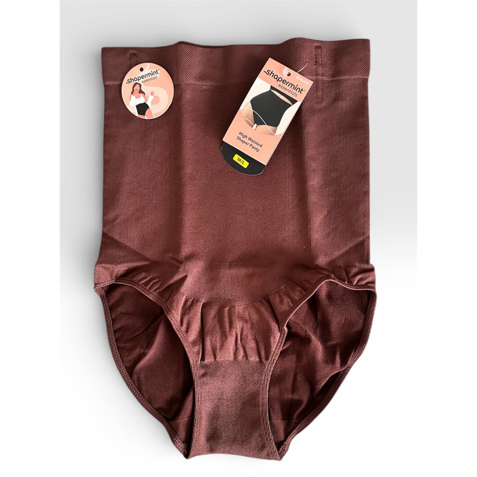 Shapermint High Waisted Shaper Panty Chocolate M/L Ribbed Seamless - Thumbnail 4