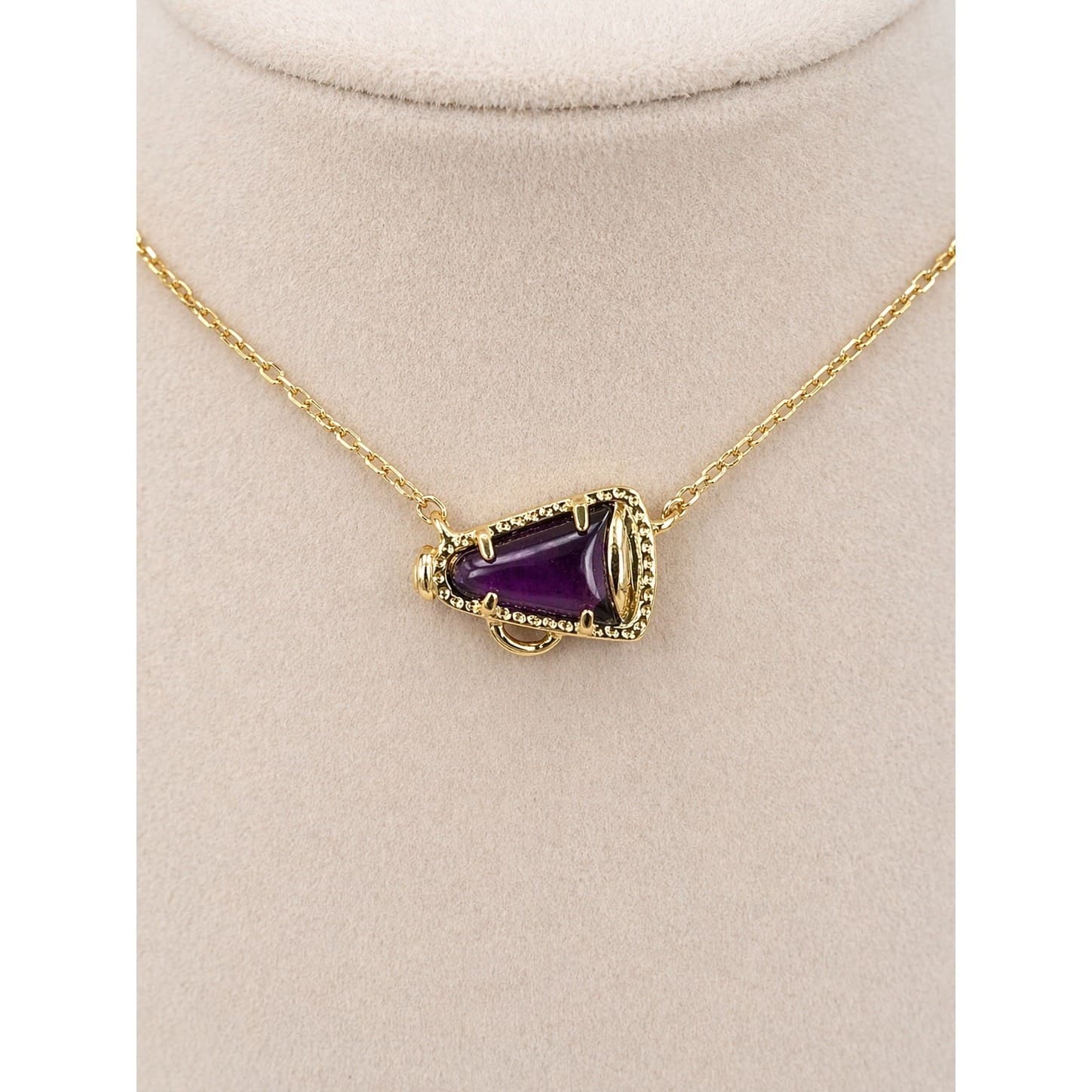 Kendra Scott Cheer 14k Gold Pendant Necklace Purple Mother of Pearl 19” Chain - Thumbnail 3
