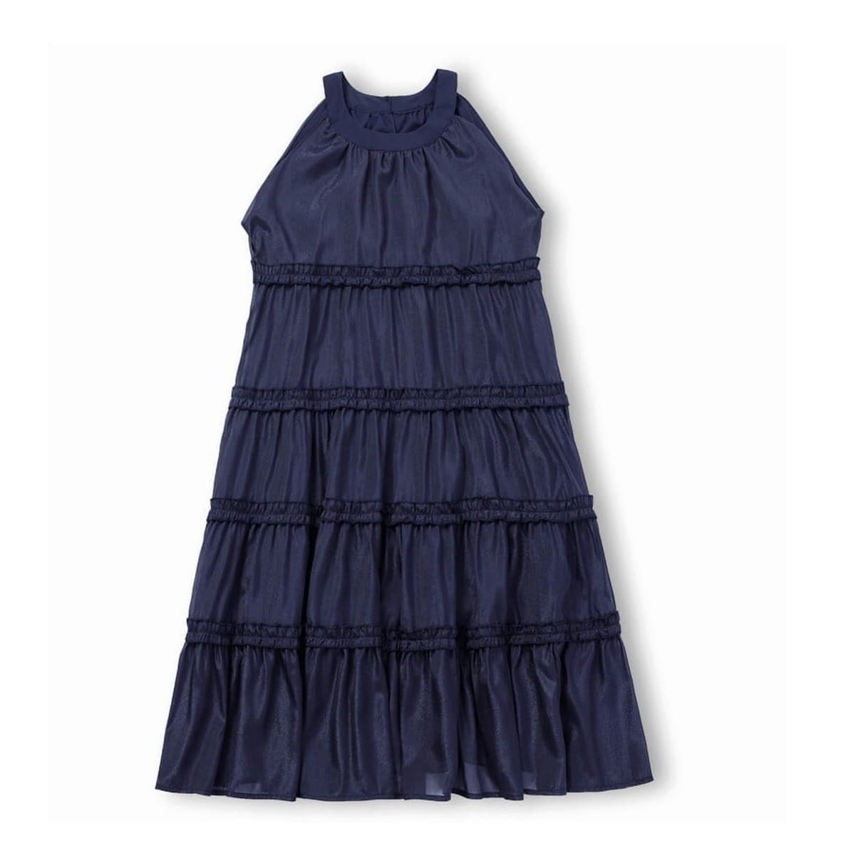 Girls Navy Ruffle Tiered Midi Dress Sleeveless Party Dress Size 12 Y - Thumbnail 9