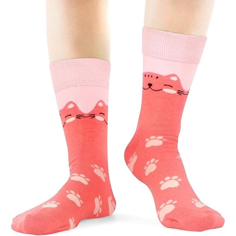 Women Cat Crew Socks 6 Pairs Cotton Cute Novelty Animal Pattern Dress Socks 5–9 - Thumbnail 2