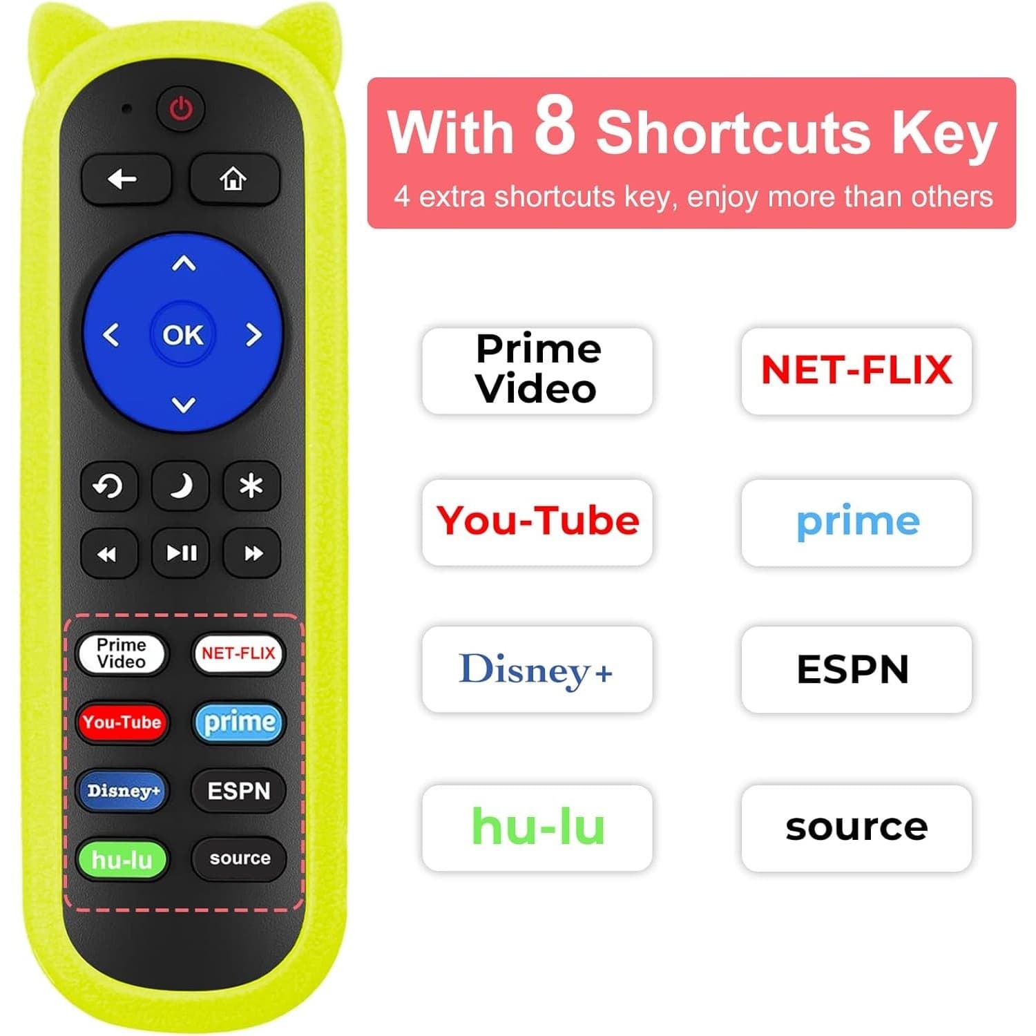 2 Pack Universal Streaming Player Remote Control w Silicone Cover - Thumbnail 2