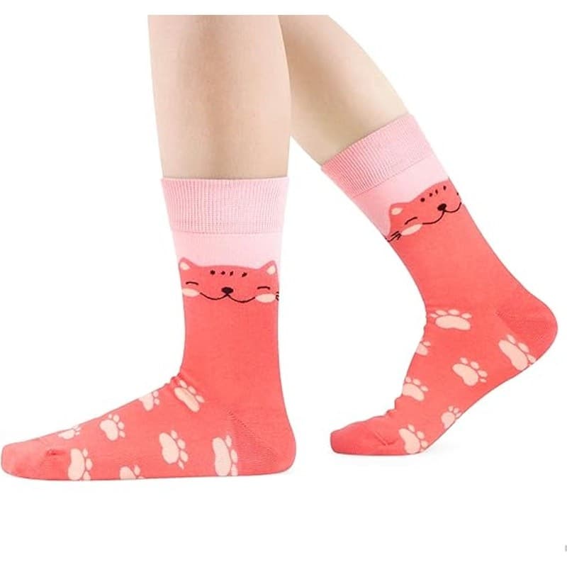 Women Cat Crew Socks 6 Pairs Cotton Cute Novelty Animal Pattern Dress Socks 5–9 - Thumbnail 4