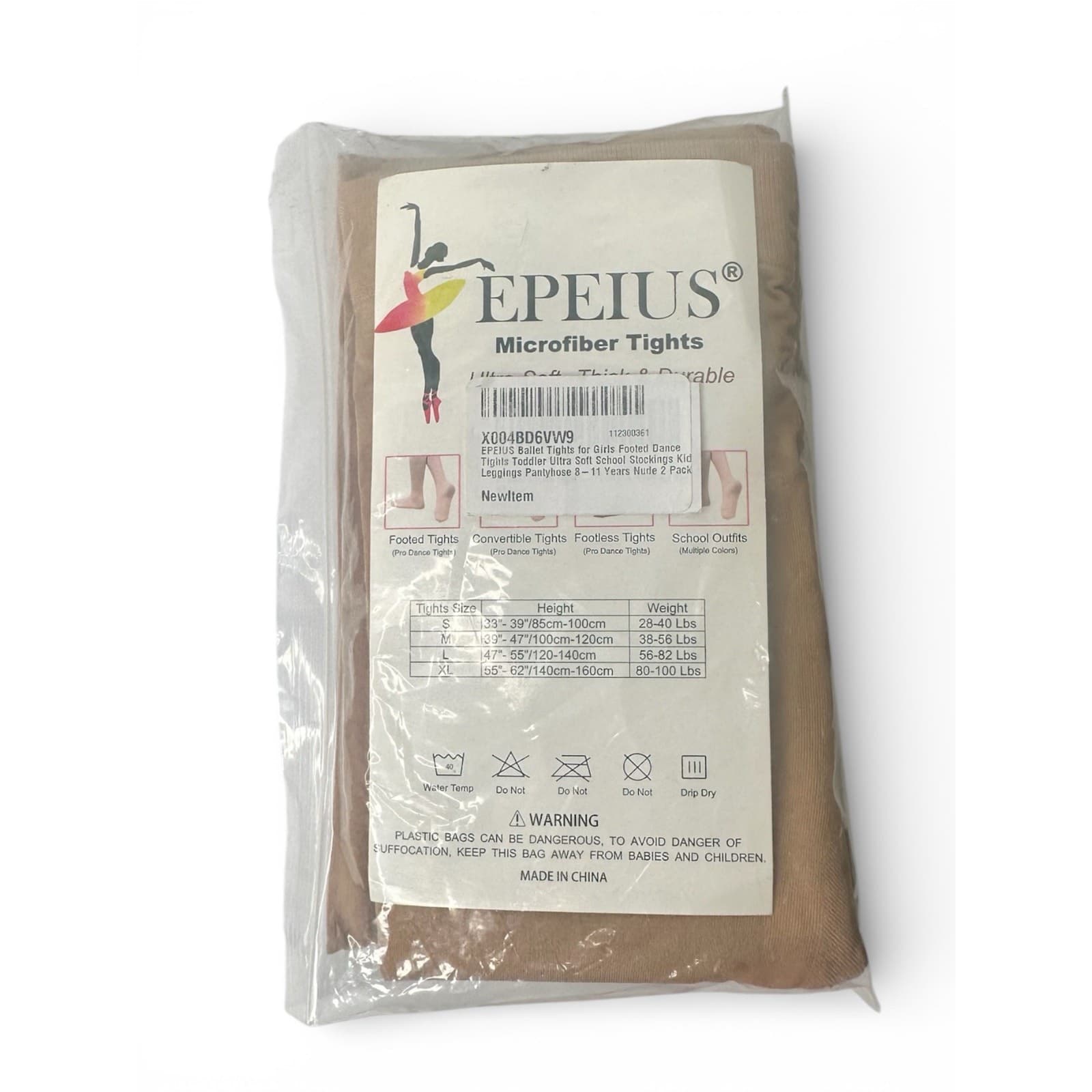 Girls Ballet Tights Footed Dance Tights Nude 2 Pack Size 8-11 Years - Thumbnail 9
