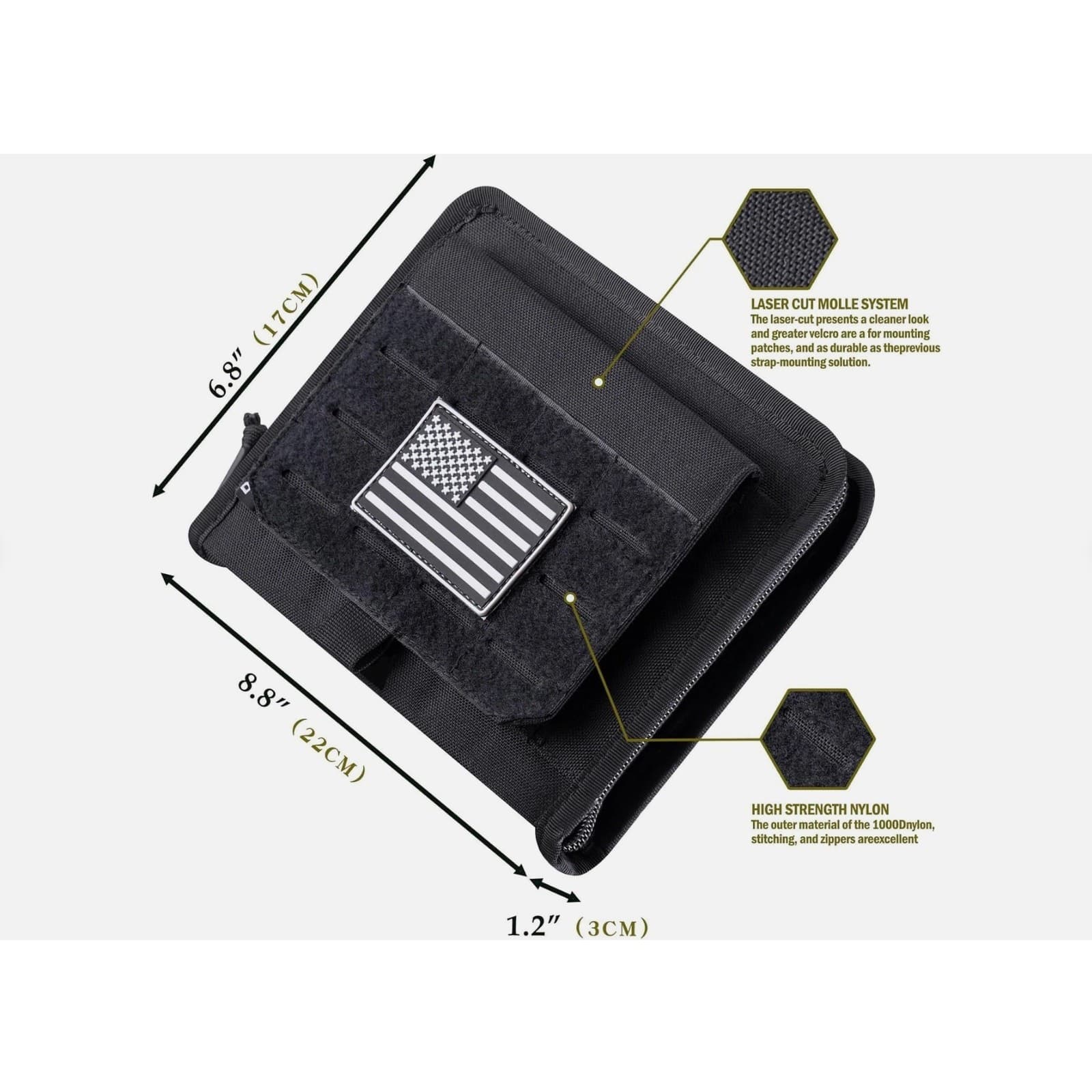 MOLLE Admin Pouch Tactical Tool Bag Nylon Water Resistant Black USA Patch - Thumbnail 4