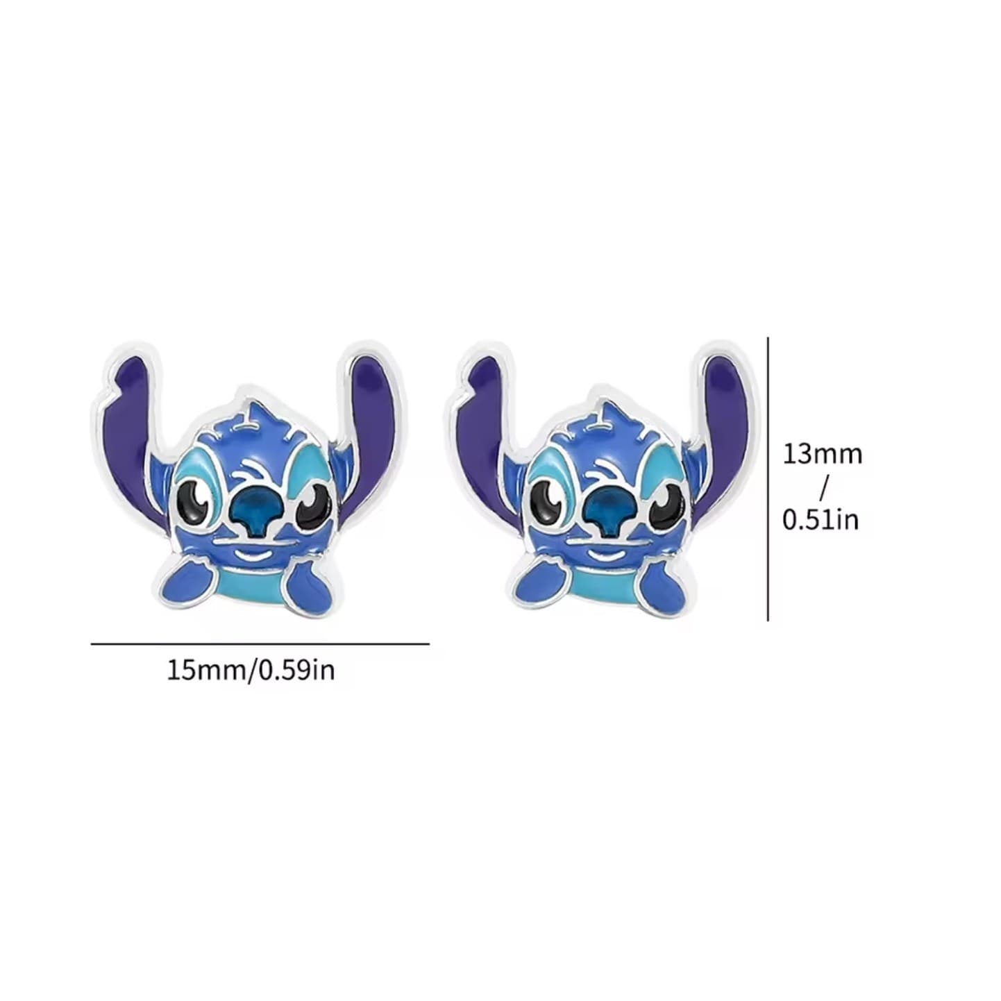 Blue Alien Cartoon Stud Earrings Metal Enamel Unisex Small Cute Gift - Thumbnail 2