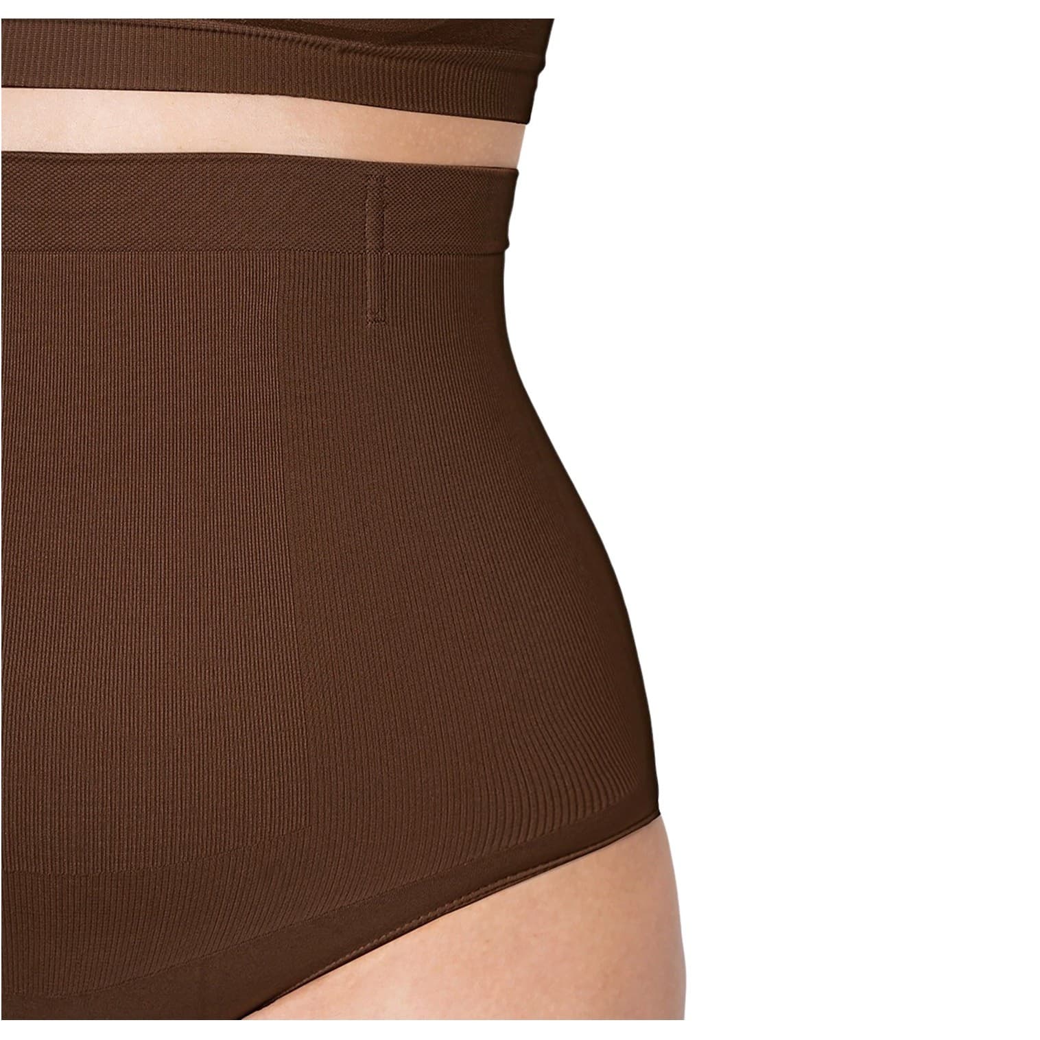 Shapermint High Waisted Shaper Panty Chocolate M/L Ribbed Seamless - Thumbnail 2