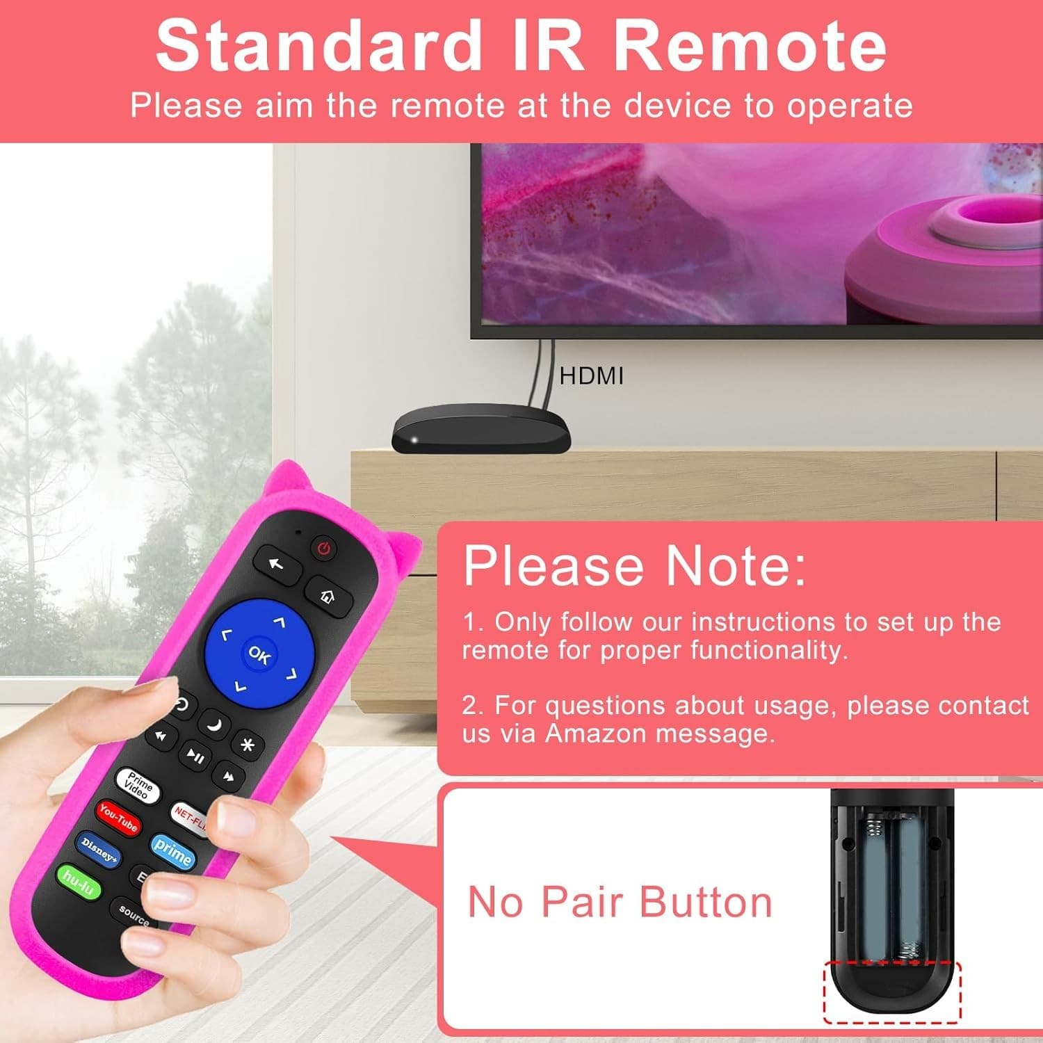 2 Pack Universal Streaming Player Remote Control w Silicone Cover - Thumbnail 6