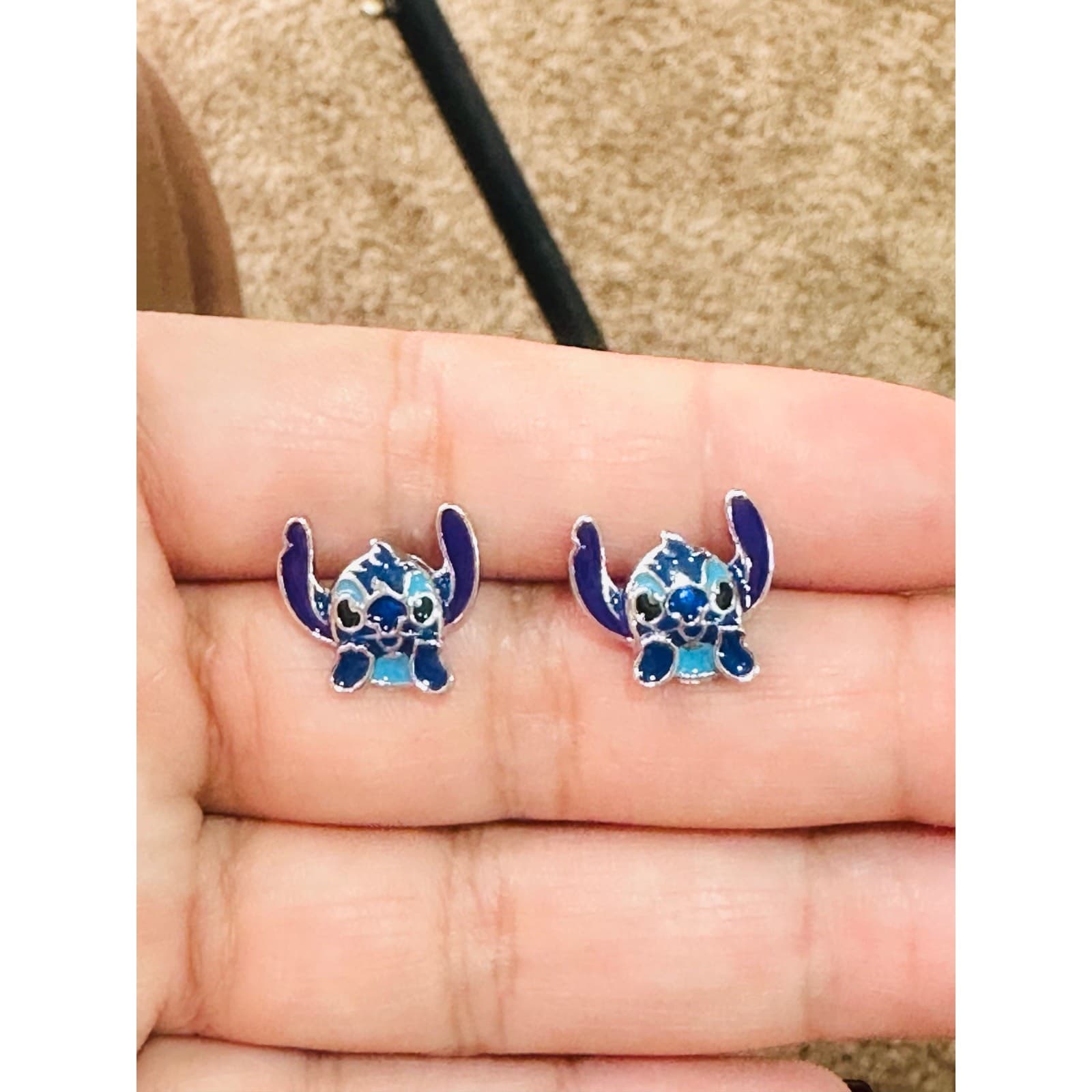 Blue Alien Cartoon Stud Earrings Metal Enamel Unisex Small Cute Gift - Thumbnail 6