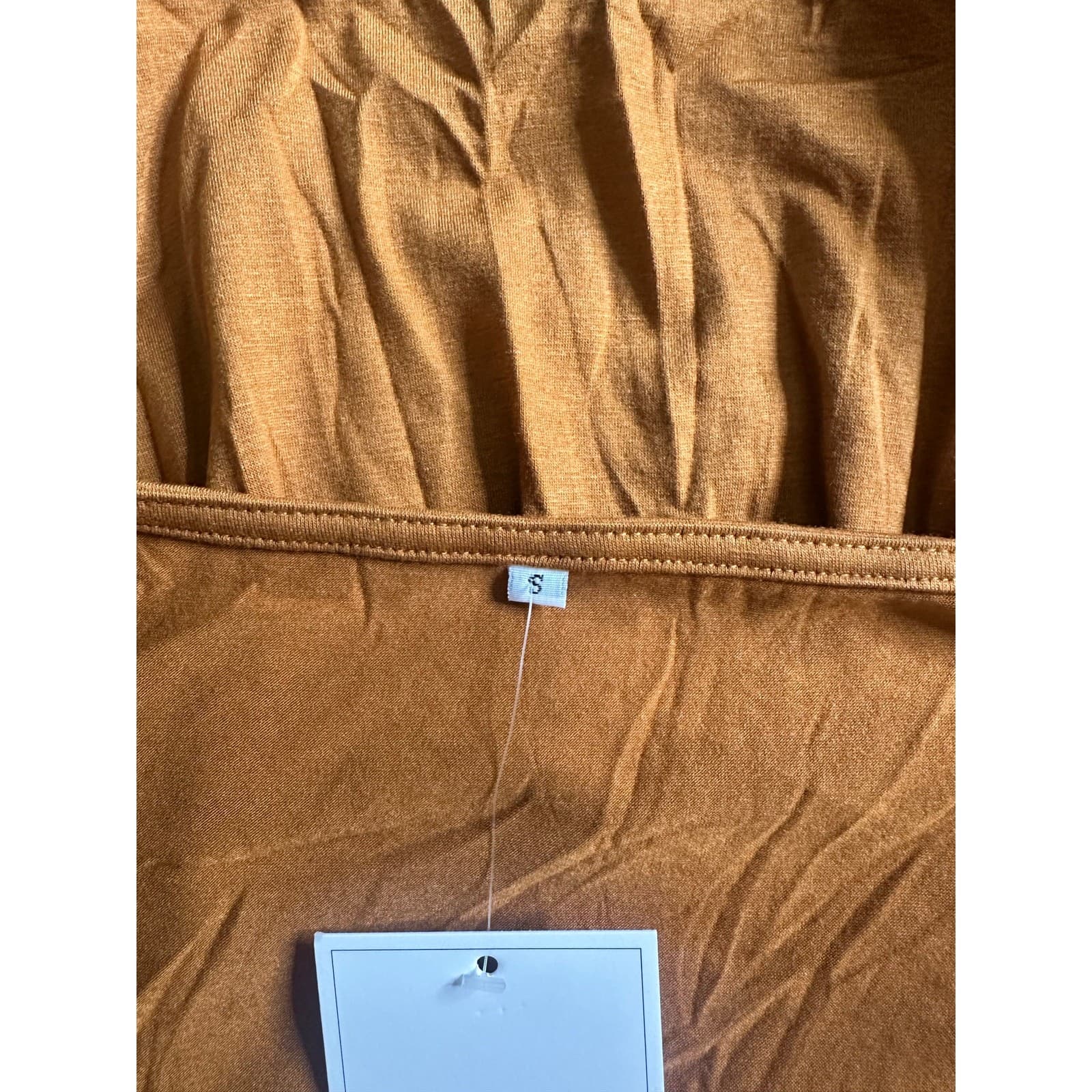 Caramel 3/4 Sleeve Shift Dress Size S Stretch Casual Minimalist Mini Dress - Thumbnail 4