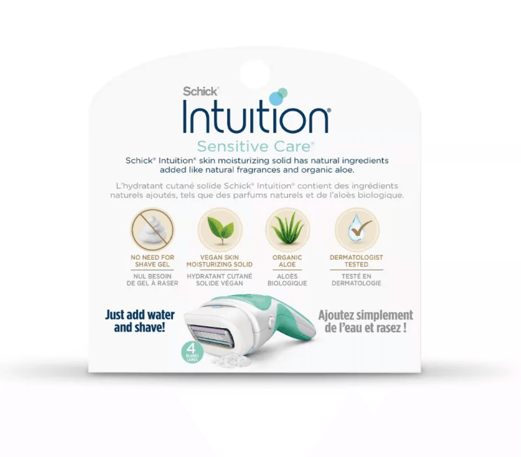Schick Intuition Sensitive Care Razor Refills 3ct Aloe 4 Blade Womens Skin - Thumbnail 2
